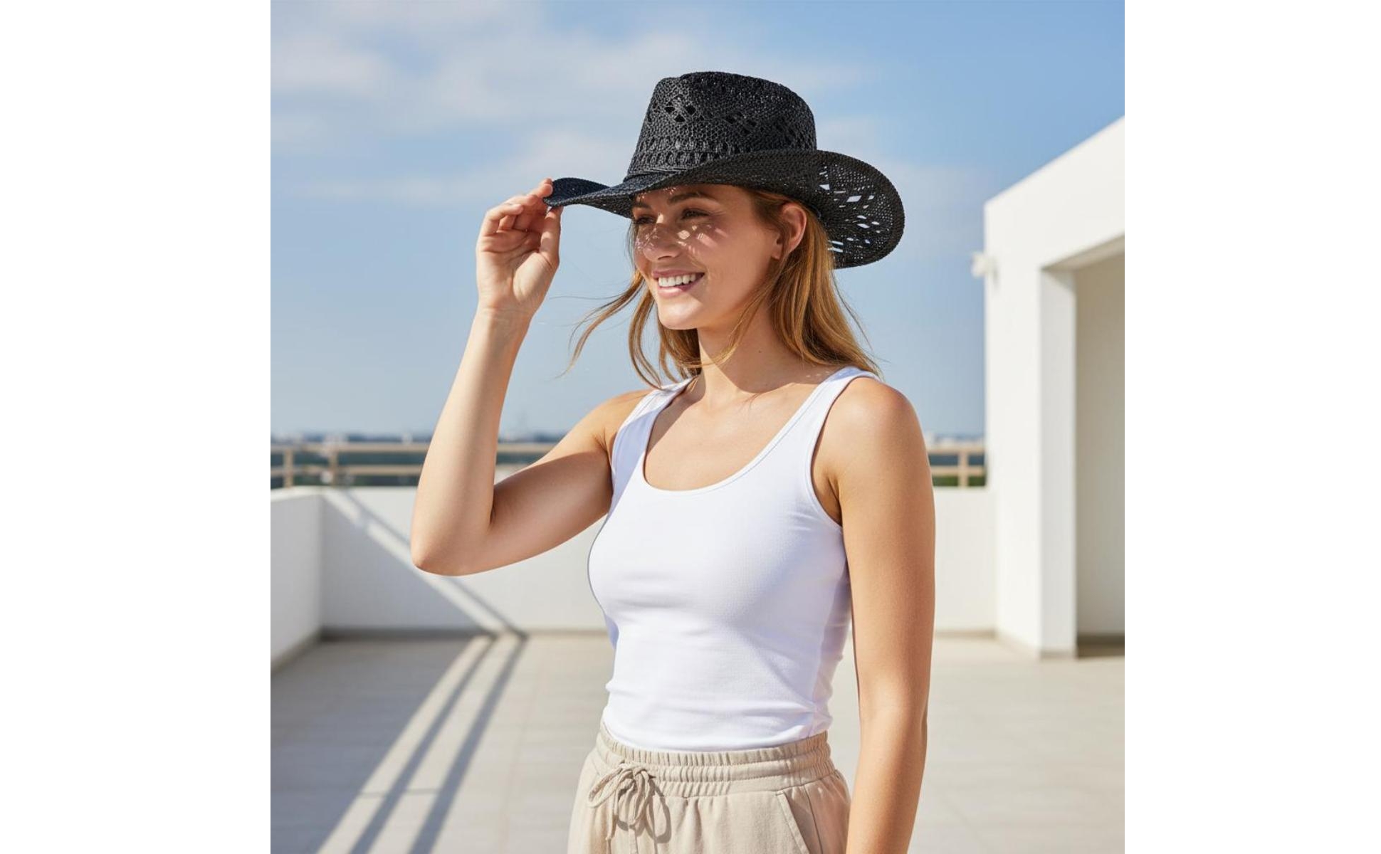 Jazz Hat Handmade Woven Sun Hat Hollow out Design