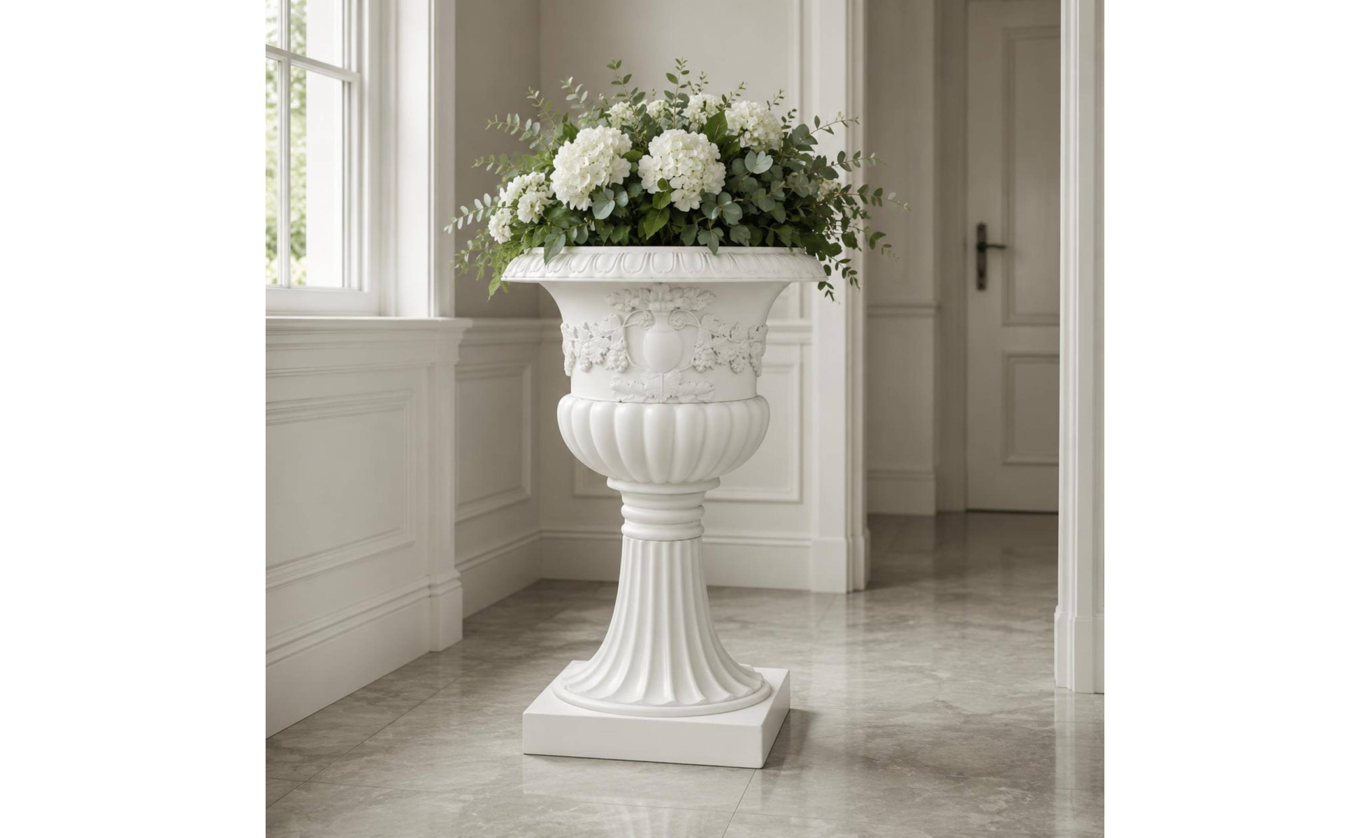 Large Round Pedestal Planter Raised Base Wide Mouth Footed Flower Pot Decorative