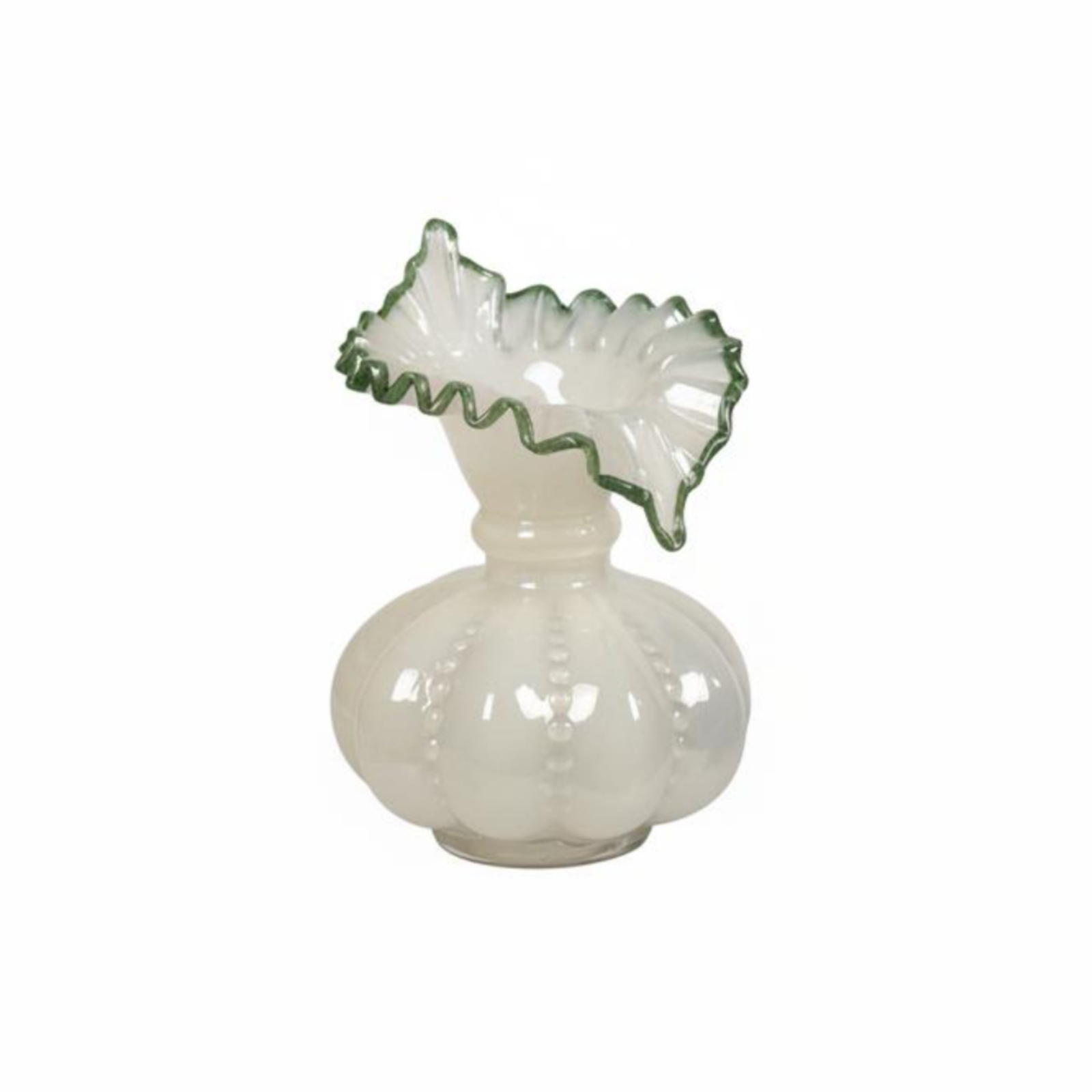 Pumpkin-Shaped Vase Short Neck Milky White Glass Vase Wide Opening