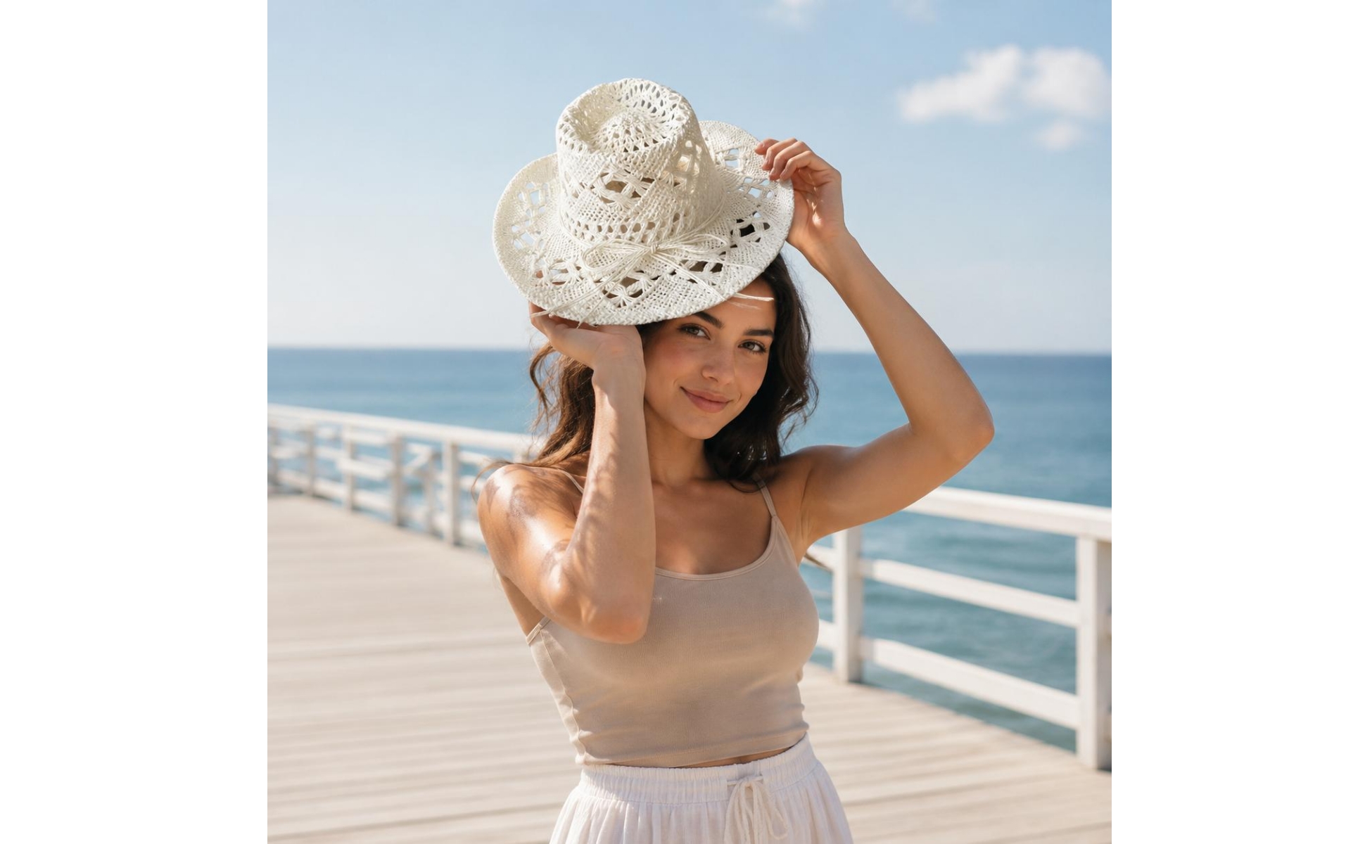 Jazz Hat Handmade Woven Sun Hat Hollow out Design