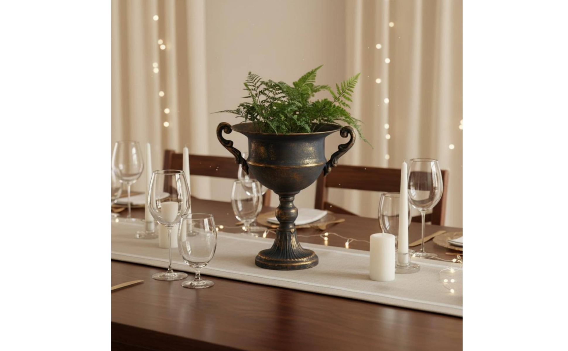 Pedestal Flower Vase Gold Finish Goblet Vase European Design for Tabletop