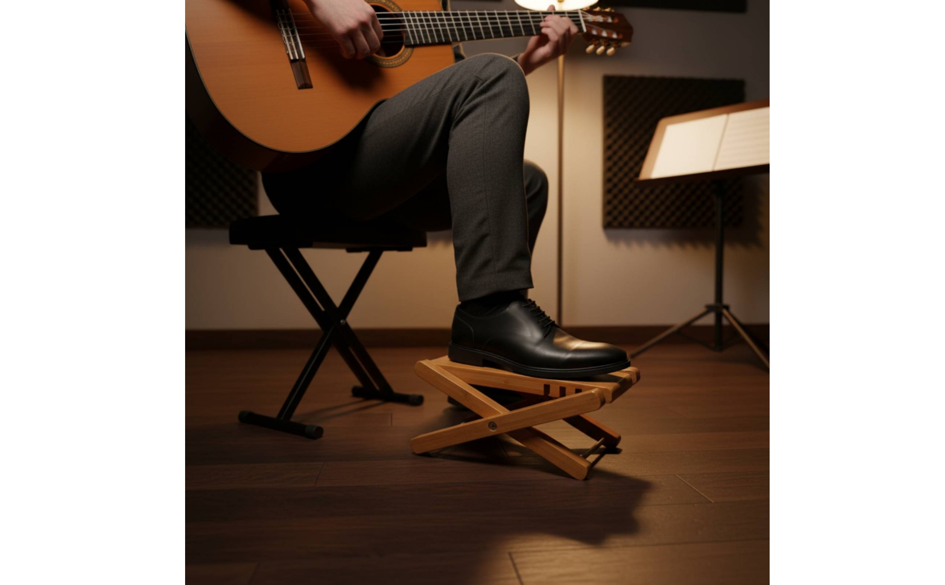 Solid Wood Guitar Footrest Foldable for Practice, Performance, Musicians