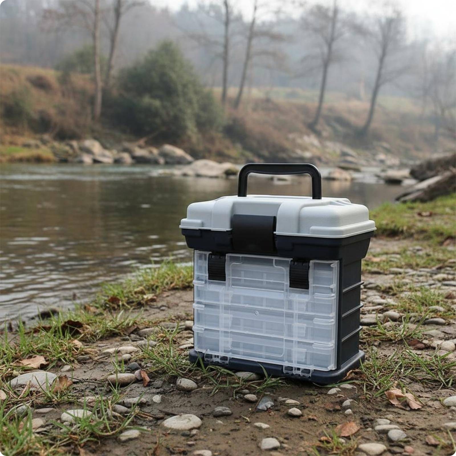 Lure Storage Organizer Hand Carry Handle Portable Fishing Container Large