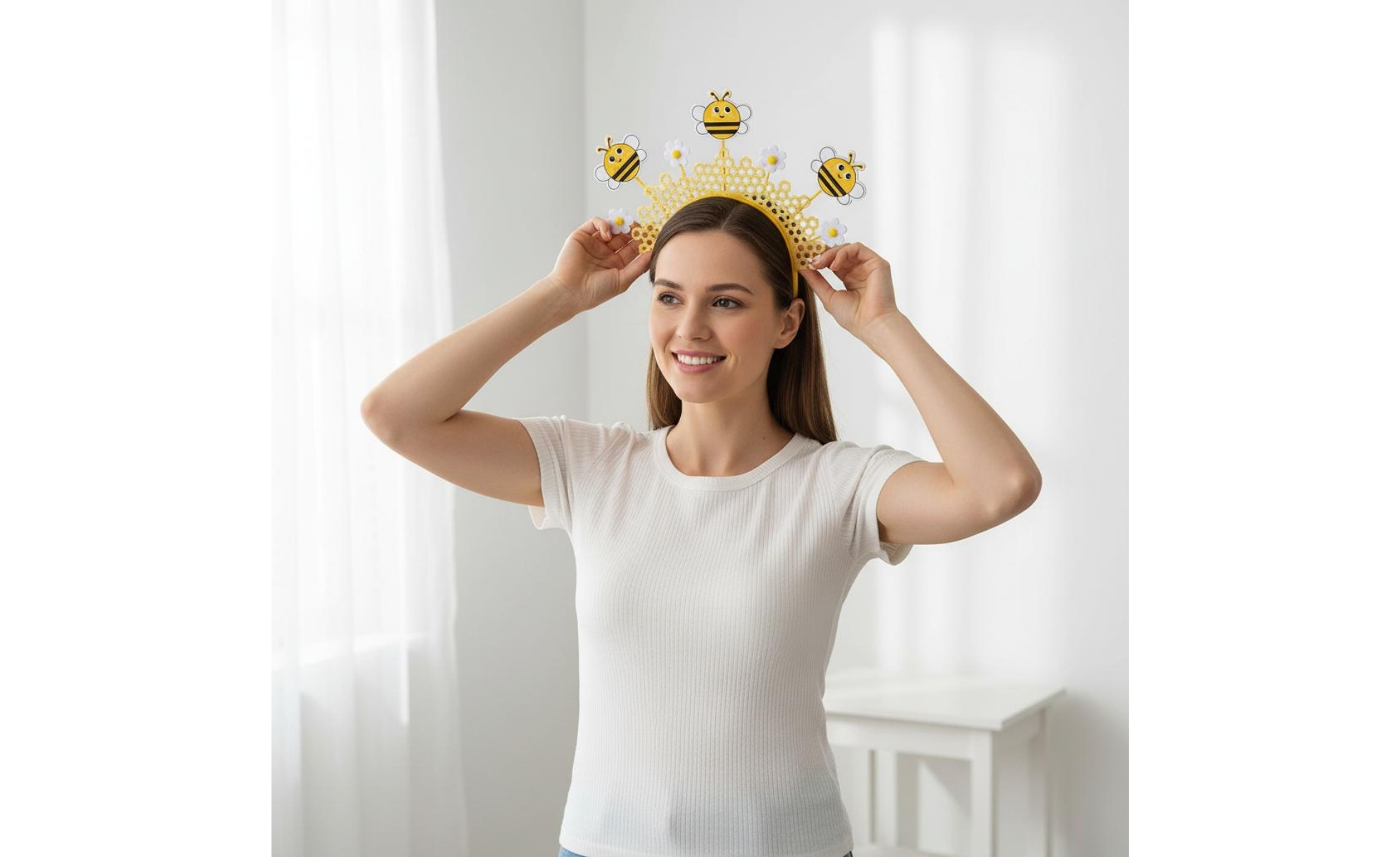 Easter Bee Headband Cosplay Honeycomb Crown Headband Festive for Dress-up, Girls