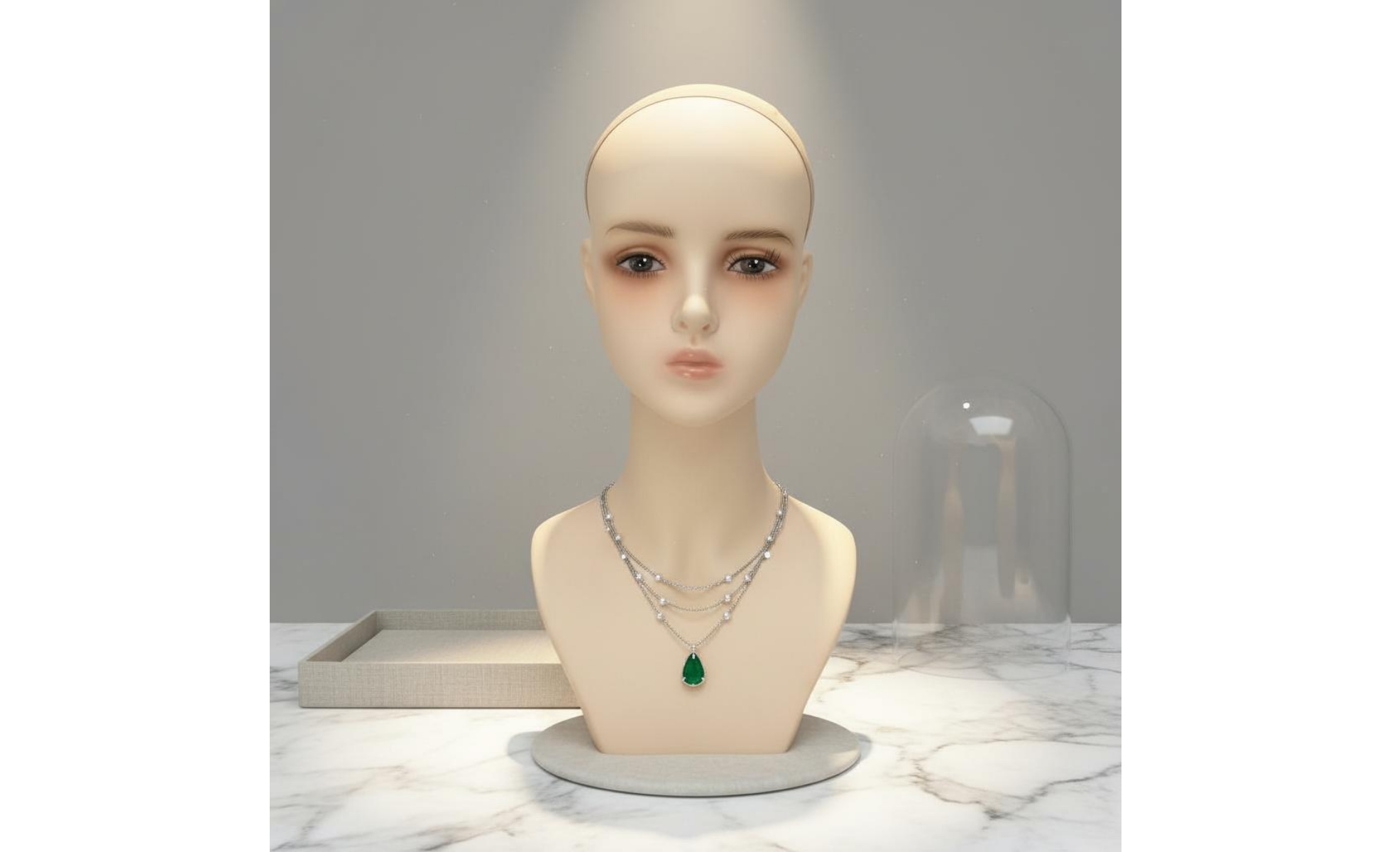 Hairpiece Display Head Makeup Practice Realistic Female Head Model for Shop