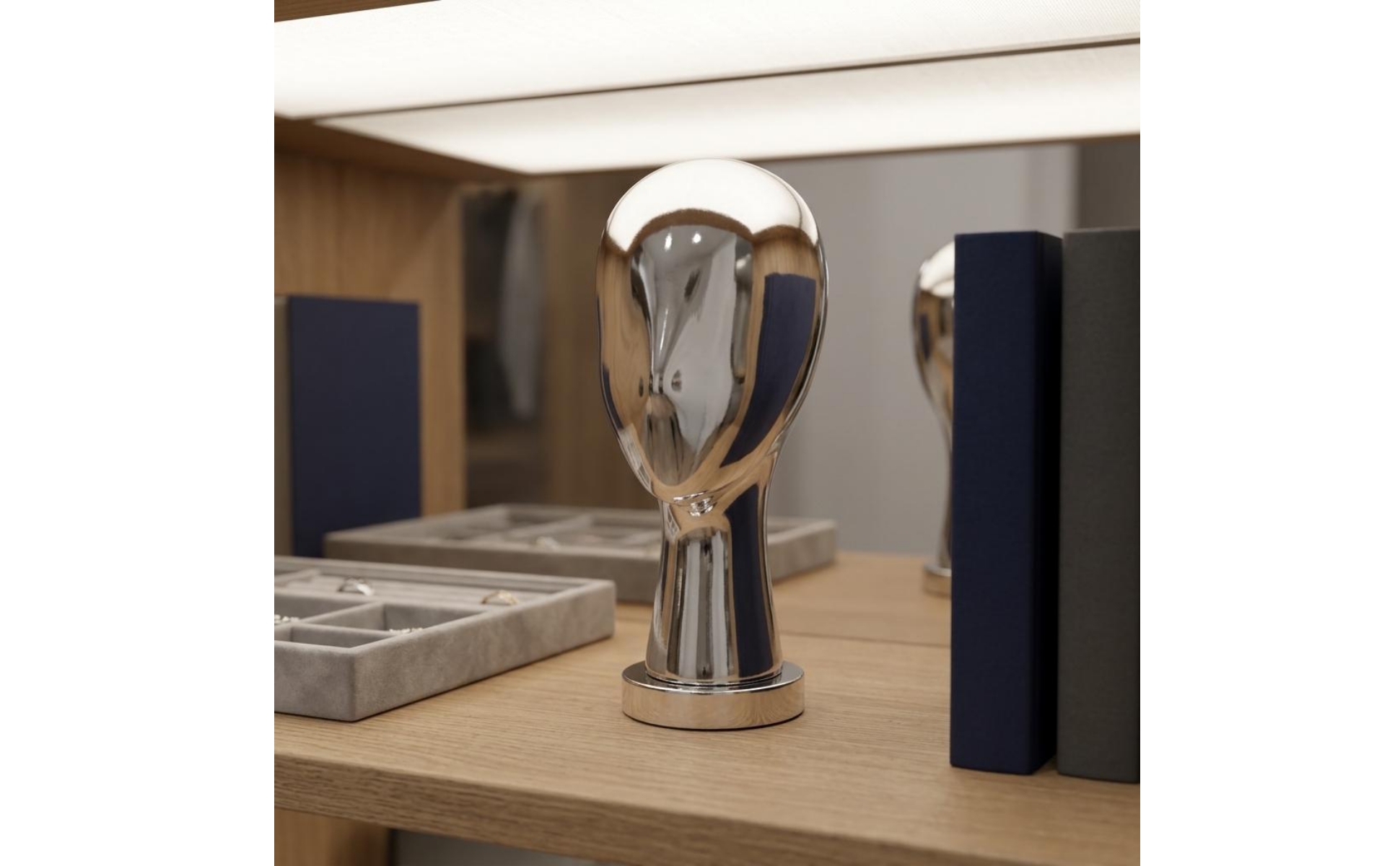 Mirror Head Sculpture Luxury Look Silver Head Bust Modern Design