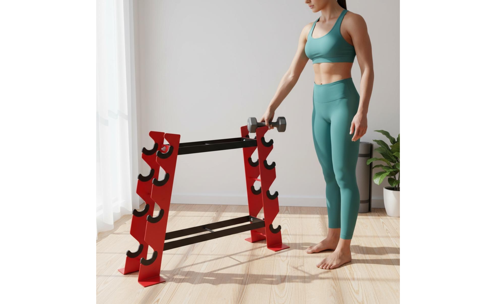 Angled-Frame Dumbbell Rack Multi Function Kettlebell and Dumbbell Stand Space