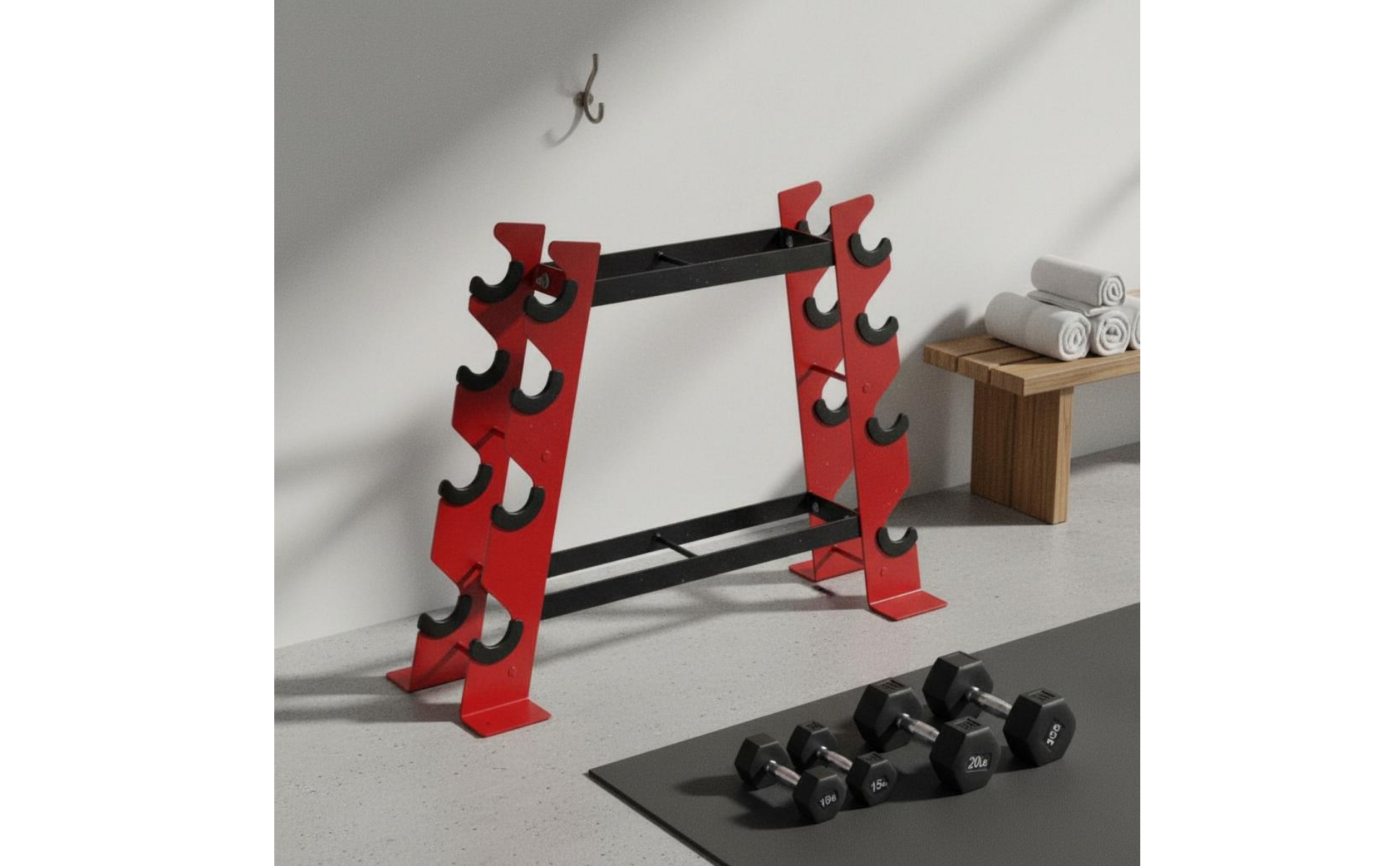 Angled-Frame Dumbbell Rack Multi Function Kettlebell and Dumbbell Stand Space