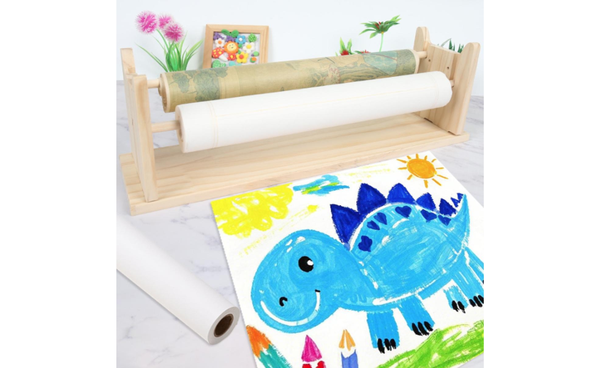 Kids Drawing Easel Easy to Assemble Scroll Paper Holder Sturdy for Children