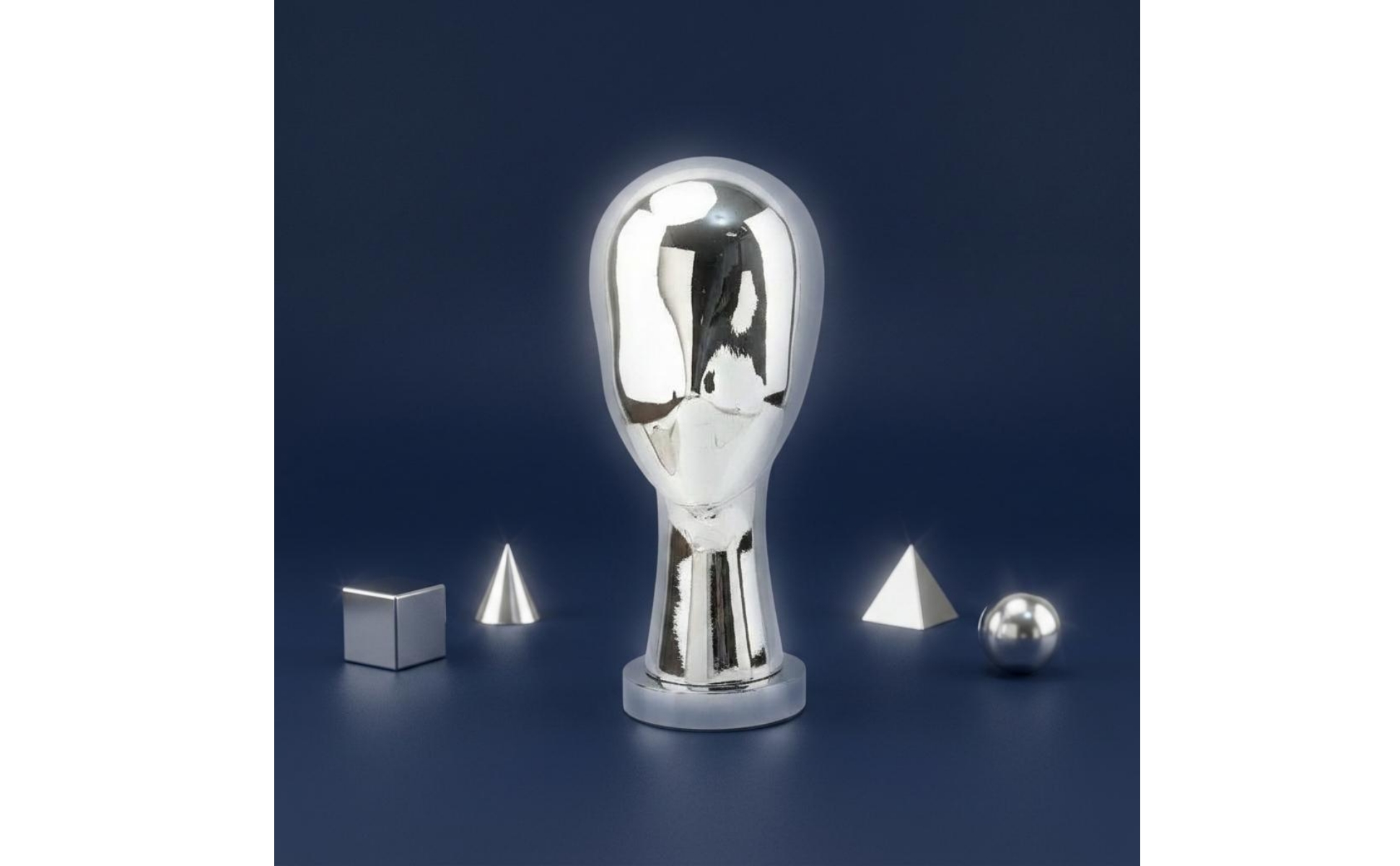 Mirror Head Sculpture Luxury Look Silver Head Bust Modern Design