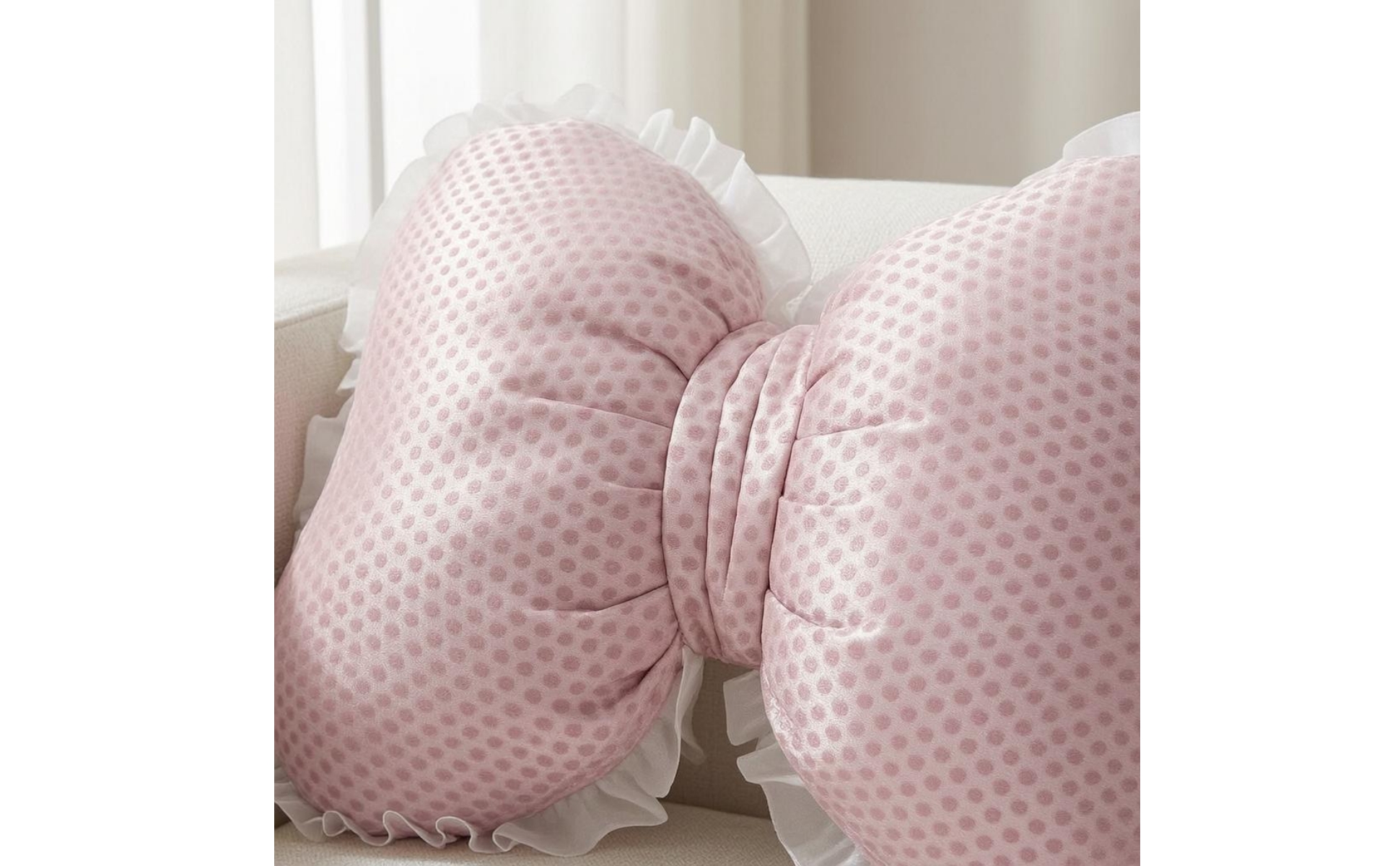 Bow Shaped Throw Pillow Transparent Trim Bow Pillow Dotted for Window Seat