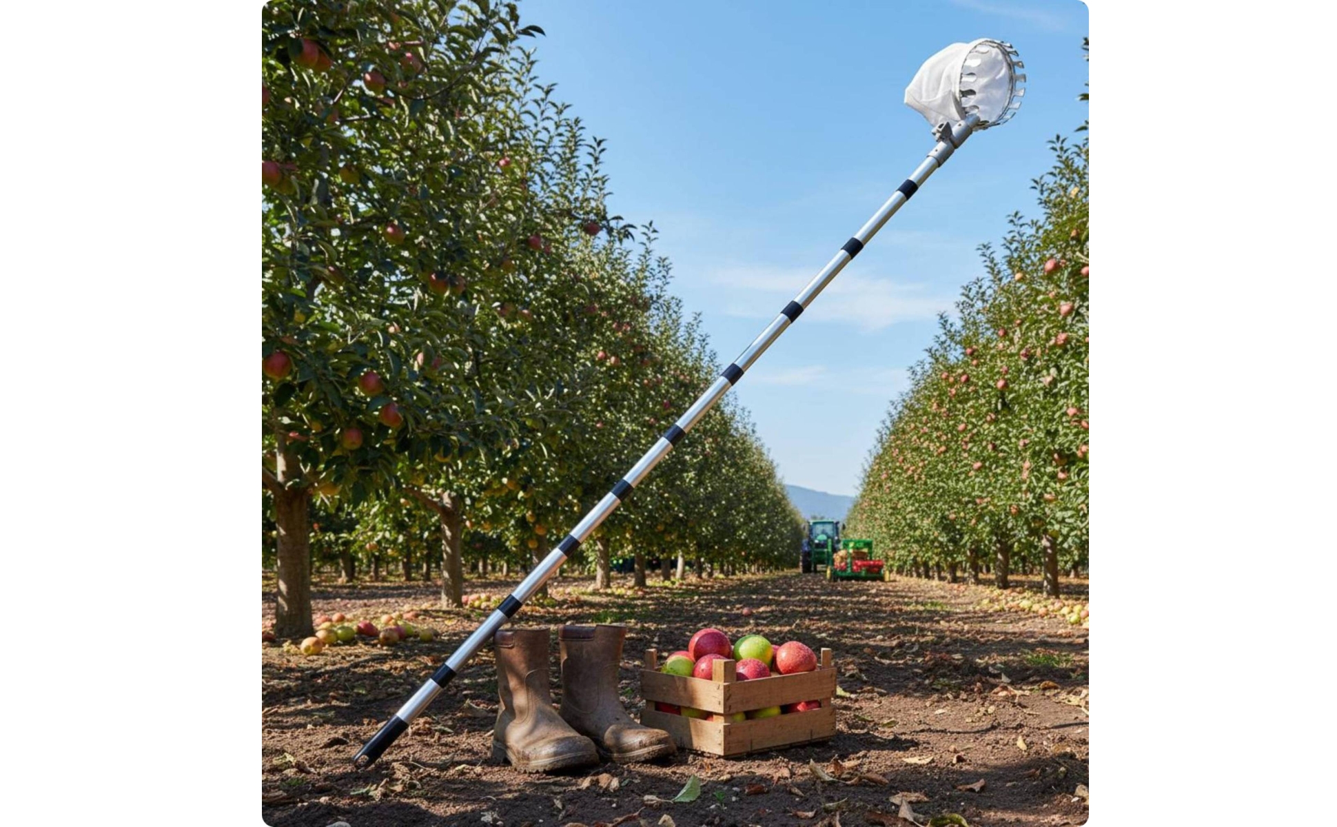 Fruit Picker with Net Bag Adjustable Telescopic Fruit Picker High Reach for Farm