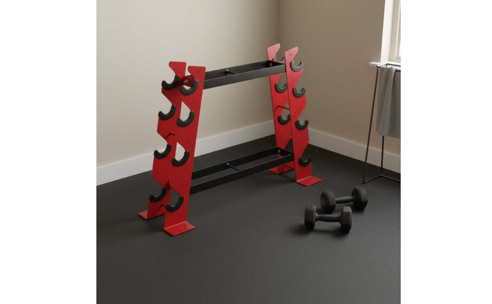 Angled-Frame Dumbbell Rack Multi Function Kettlebell and Dumbbell Stand Space