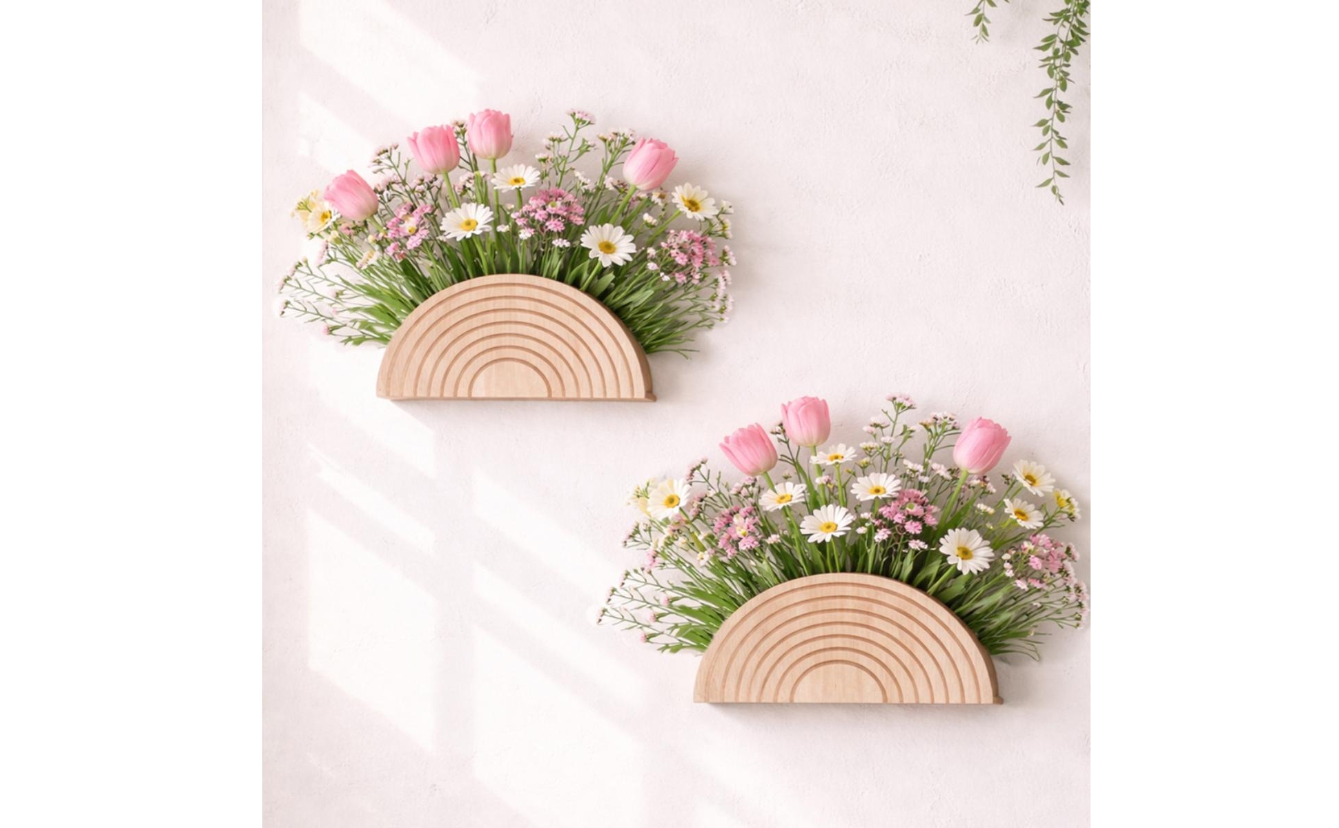 Half Circle Wall Planter Decorative Wooden Semicircle Planter Creative Design