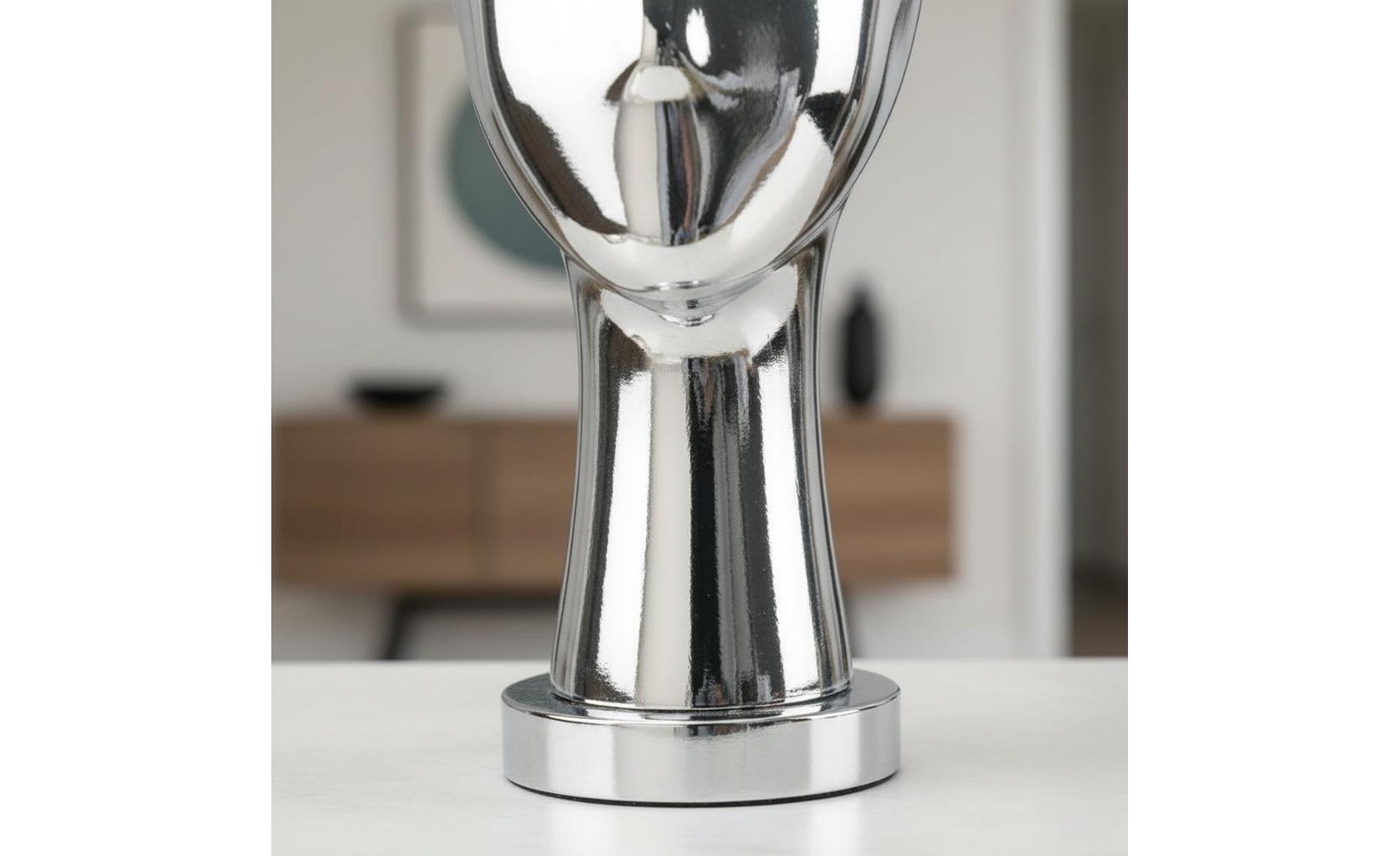 Mirror Head Sculpture Luxury Look Silver Head Bust Modern Design