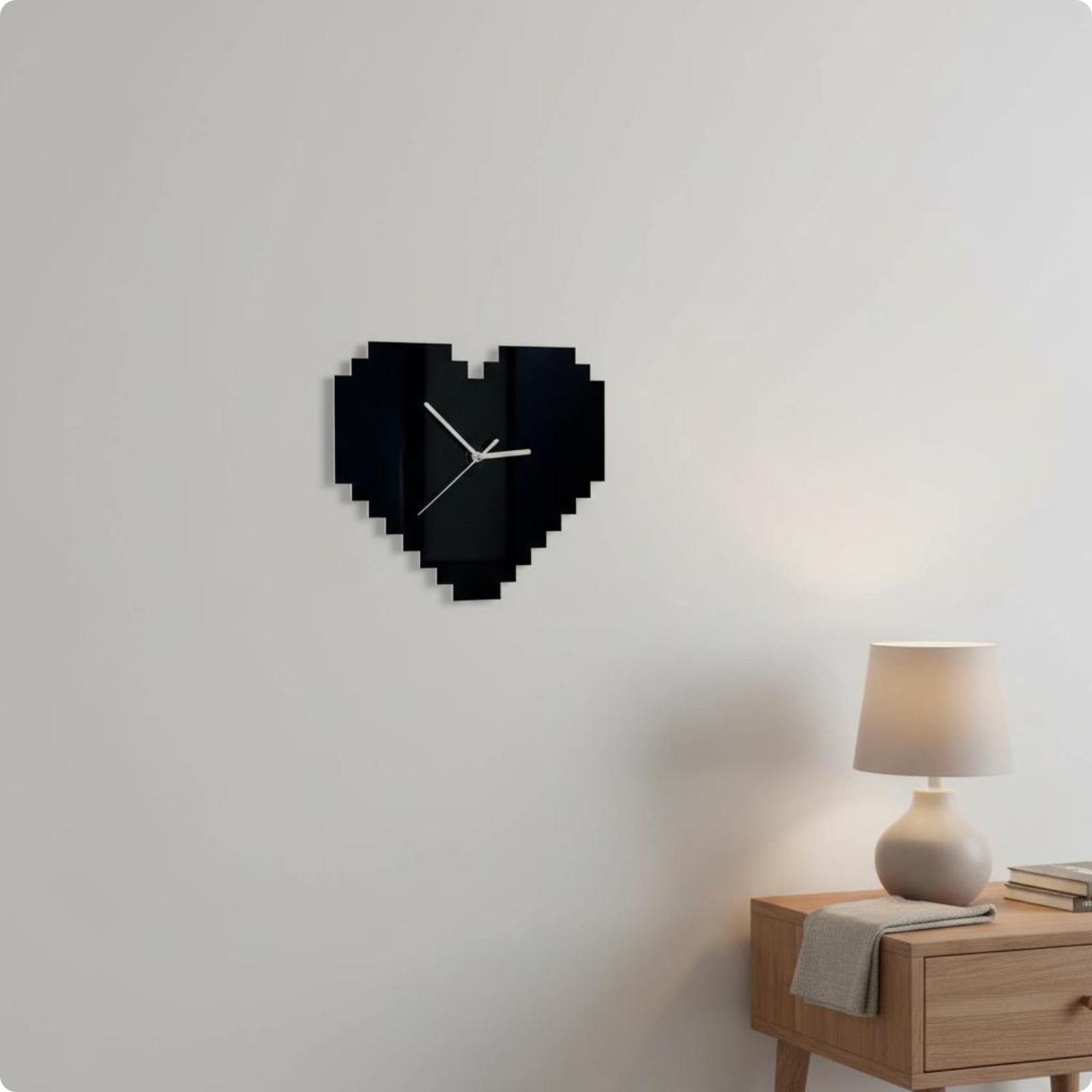 Pixel-Herzuhr minimalistisch Herz-Wanduhr kreativ für Schlafzimmer, Wohnzimmer