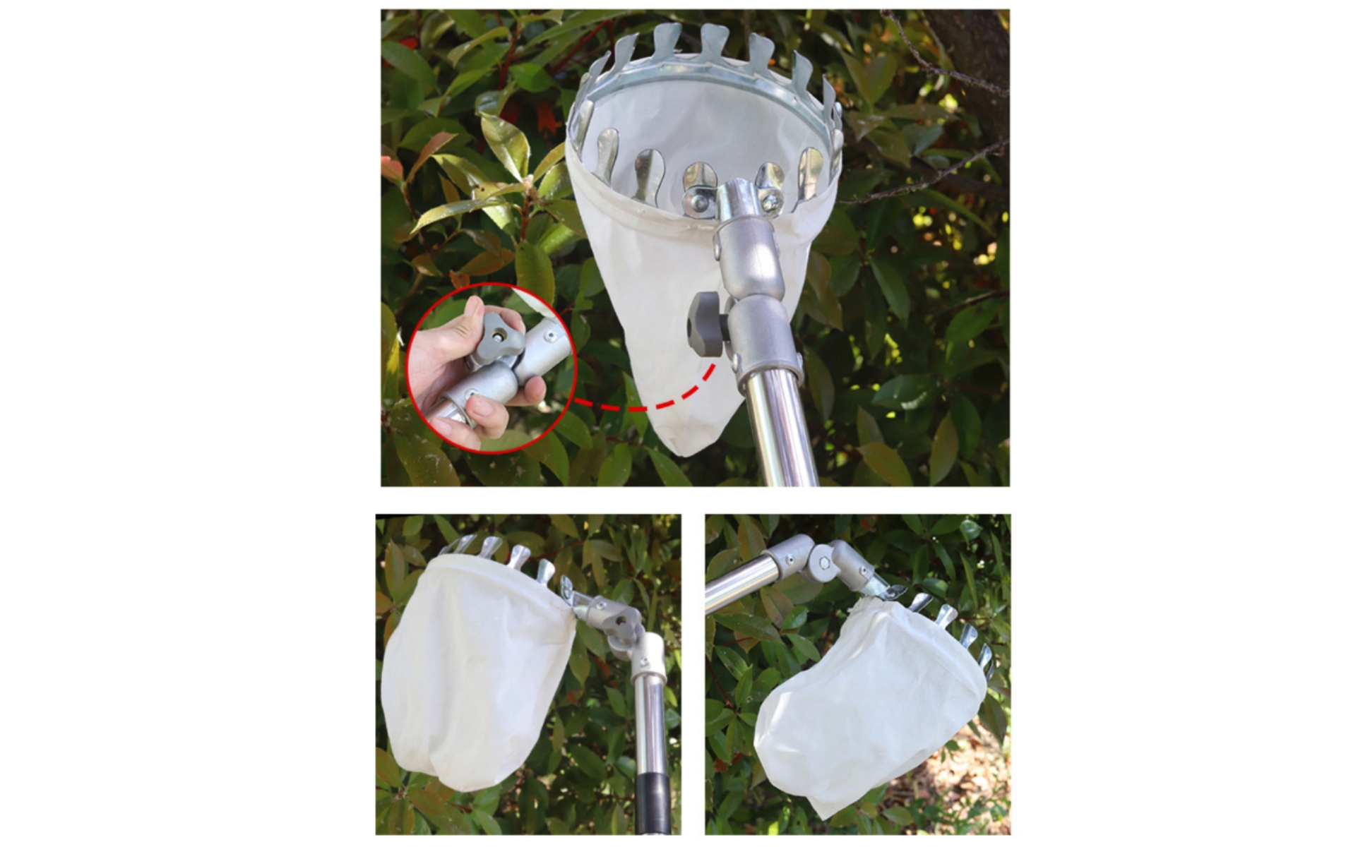 Fruit Picker with Net Bag Adjustable Telescopic Fruit Picker High Reach for Farm