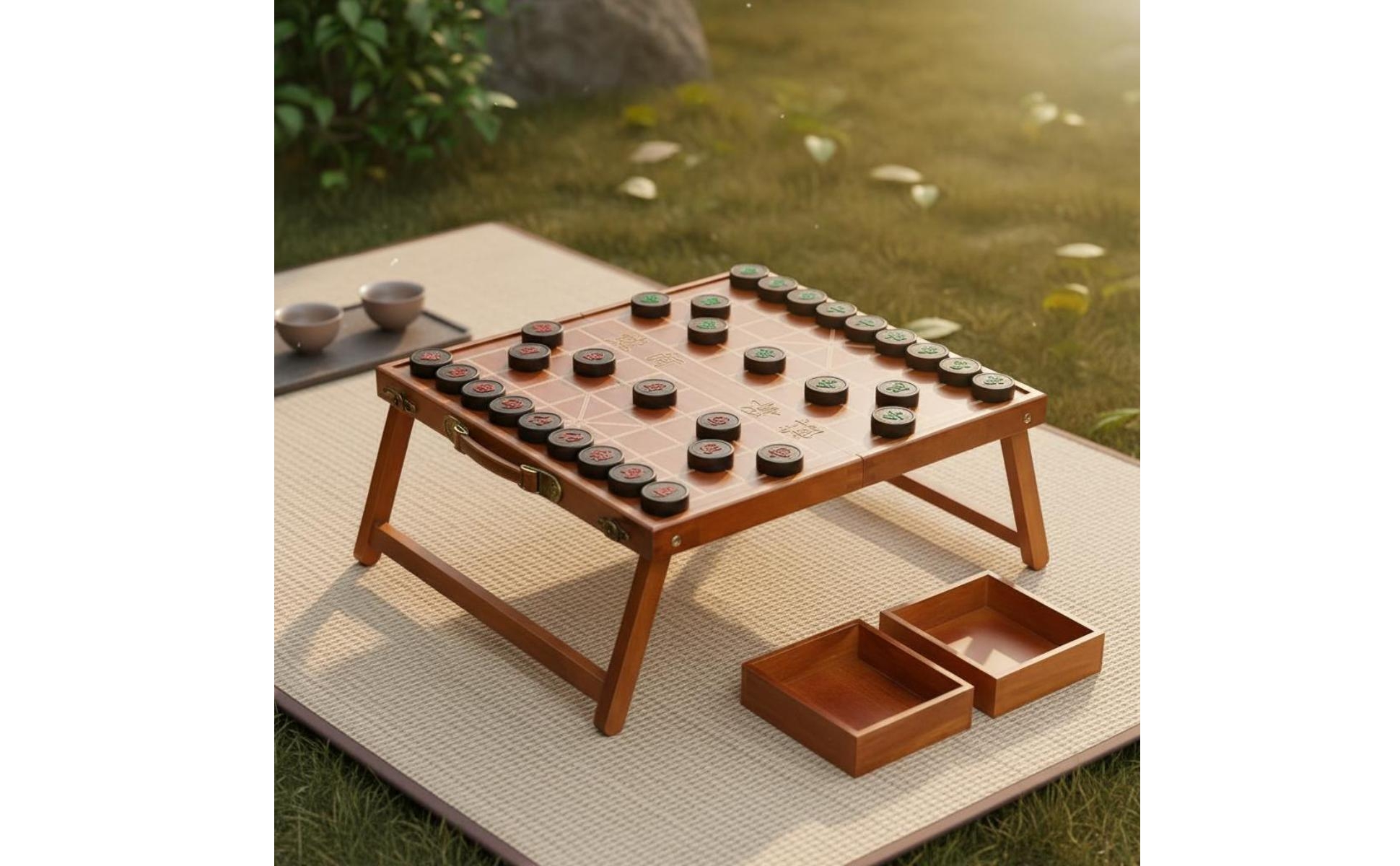 Wood Chess Table Gift Choice Xiangqi Board Outdoor Use for Outing