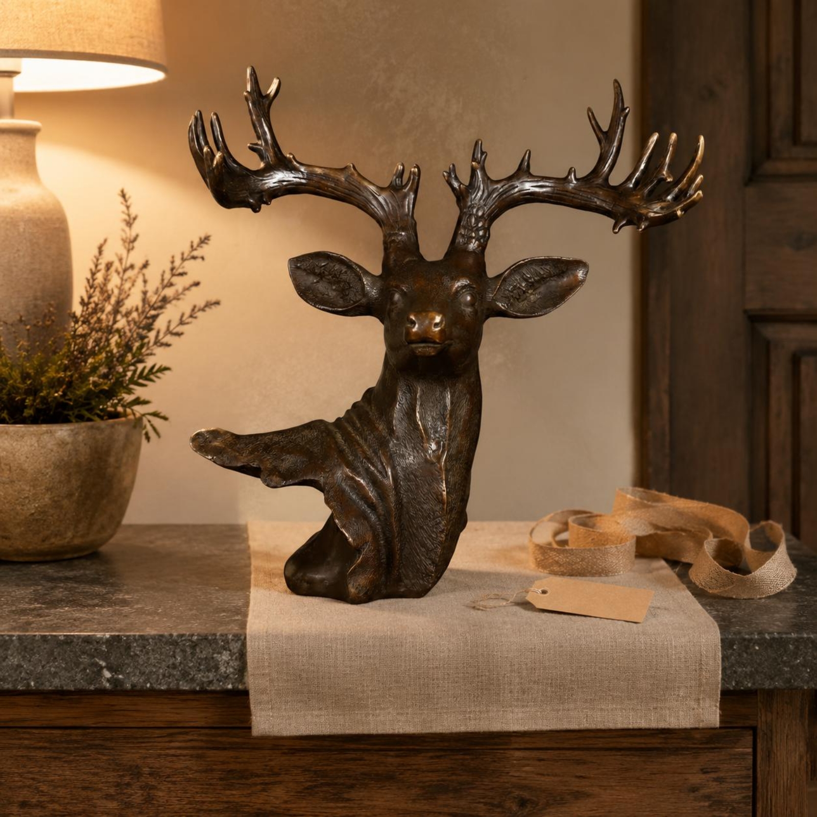 Deer Head Sculpture Gift Suggestion Home Decor Long-Lasting - Produktbild 1
