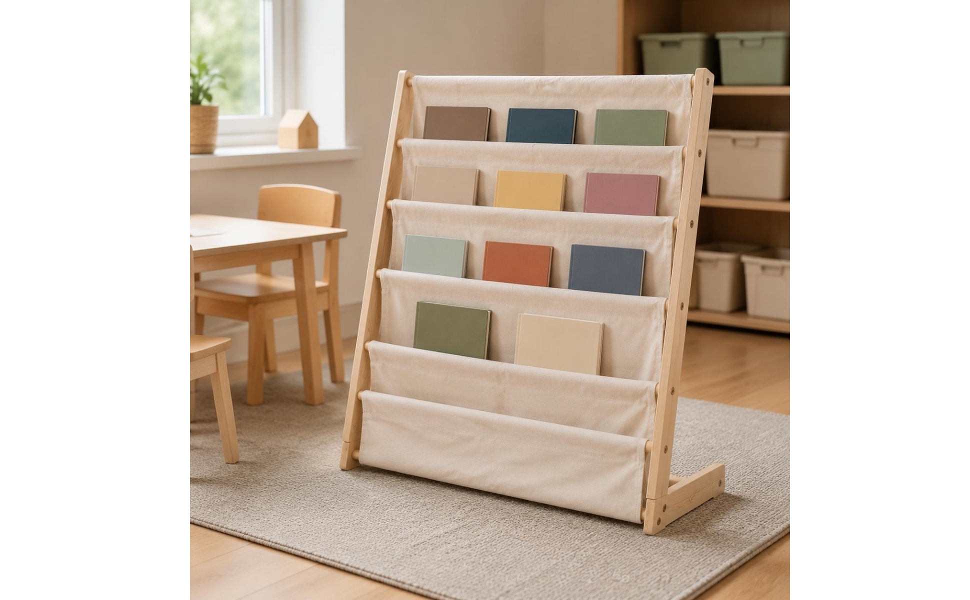 Wooden Kids Bookshelf Solid Wood Kids Bookshelf Multi-Layer for Playroom