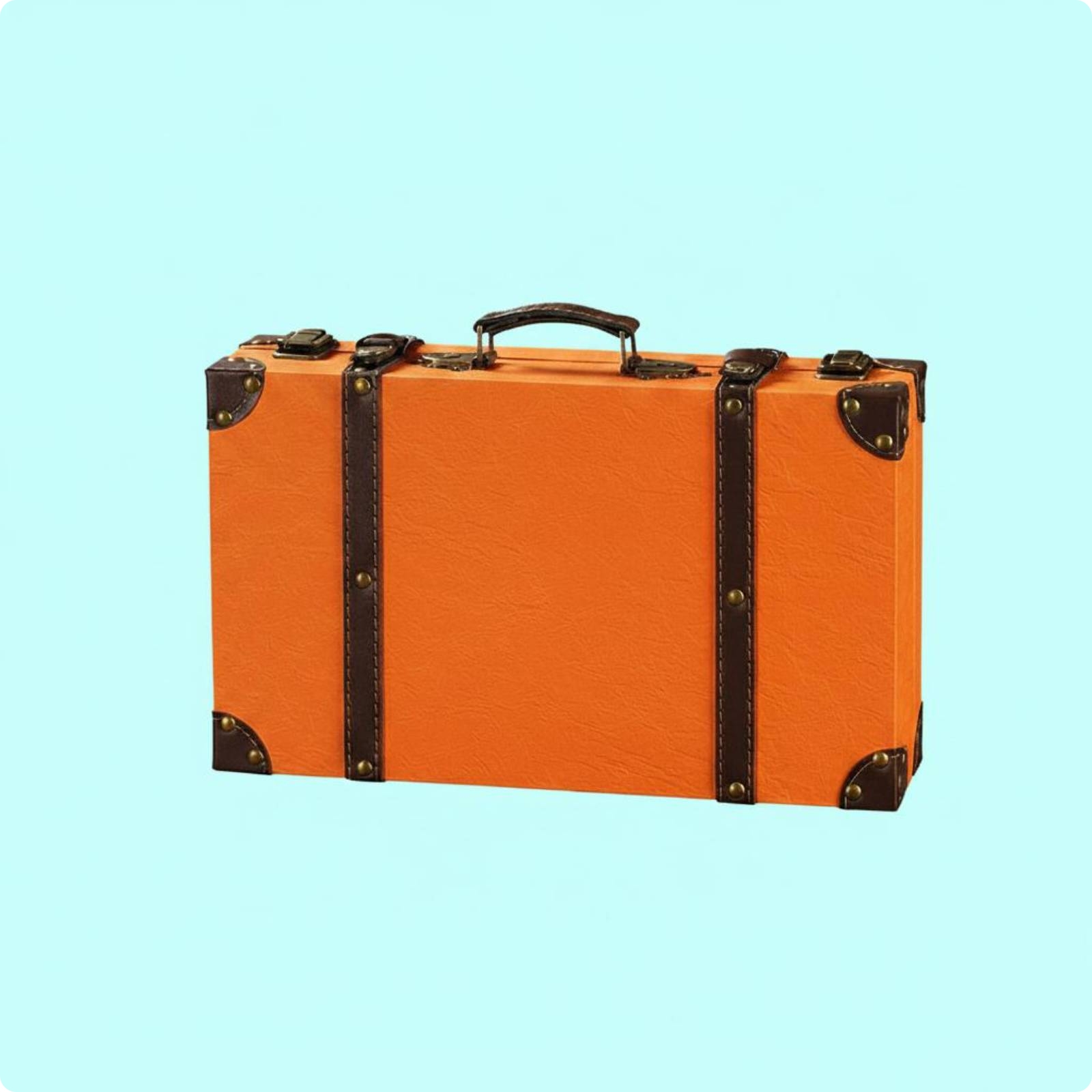 Suitcase-Shaped Storage Box Leather-Like Vintage Suitcase Box Textured Finish