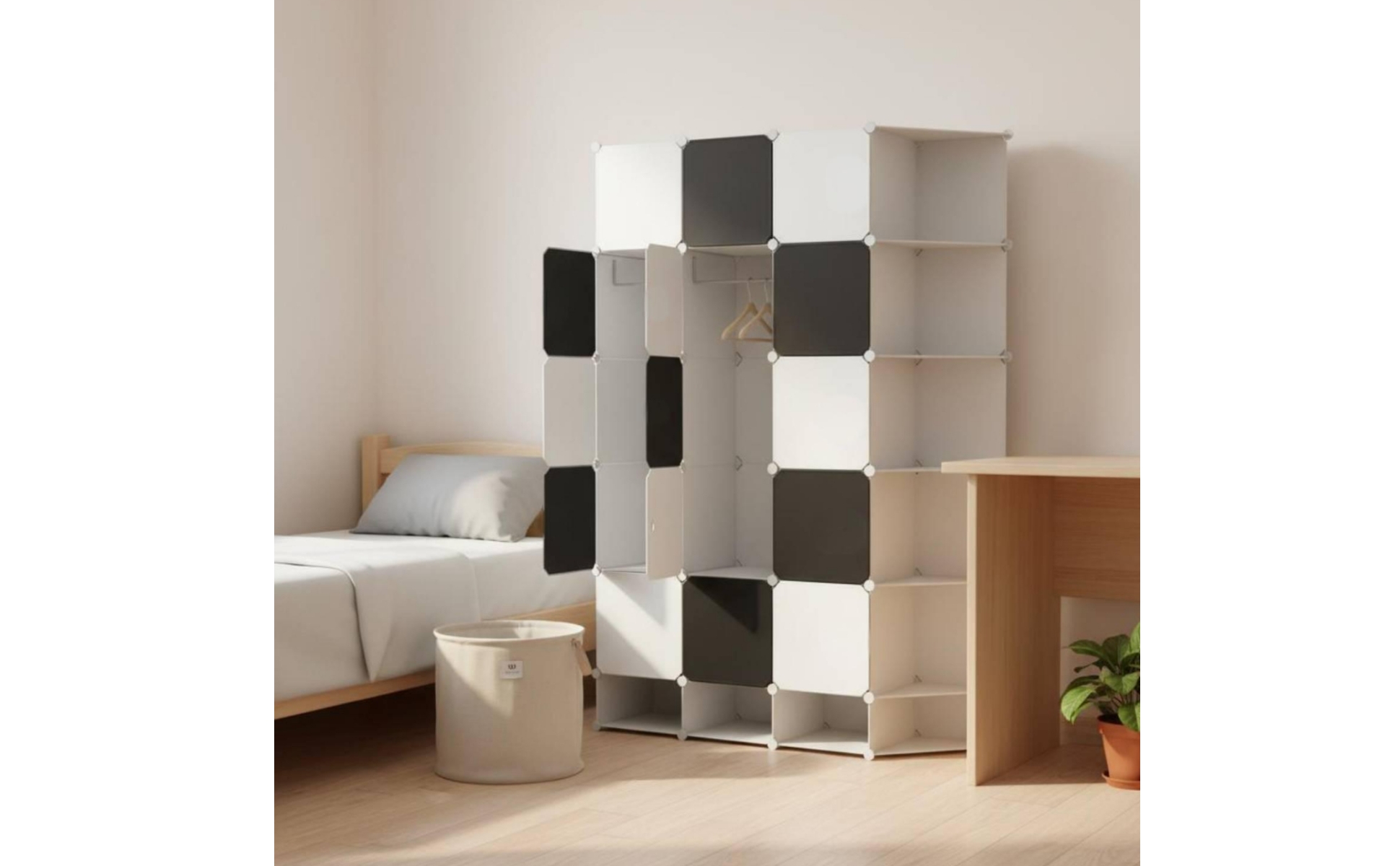 Cube Wardrobe Cabinet Multi-Compartment Corner Wardrobe Steel Frame
