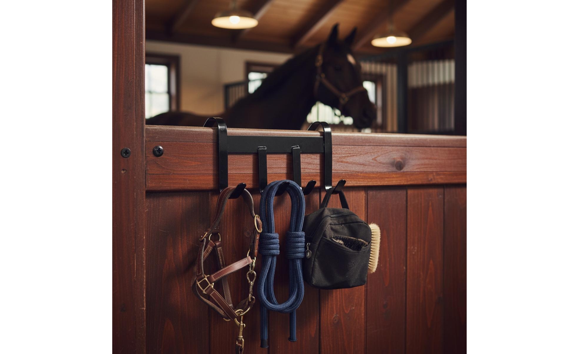 Horse Tack Hook Rack Metal Double Hook Saddle Rack Load-Bearing for Barn, Stable