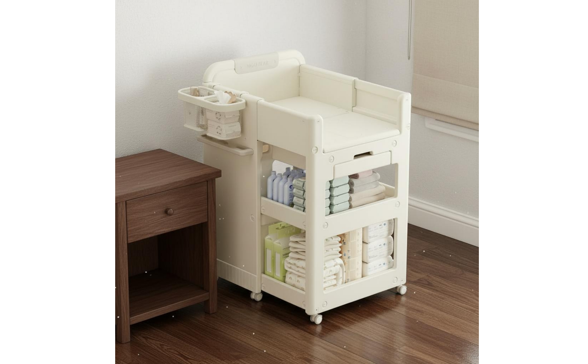 Foldable Changing Table Easy to Clean Multifunction Diaper Table Baby Changing Station with Storage Sensory Toys for Newborns