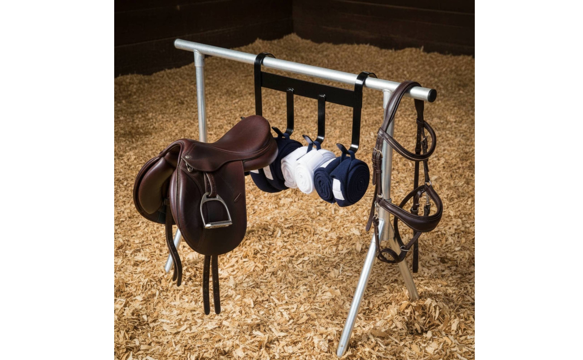 Horse Tack Hook Rack Metal Double Hook Saddle Rack Load-Bearing for Barn, Stable