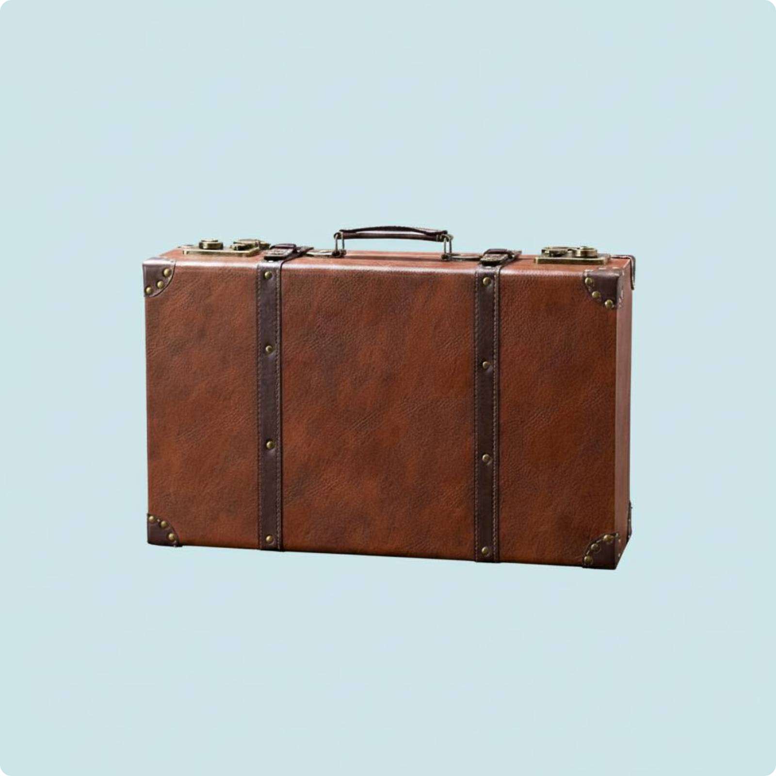 Vintage Leather Suitcase Top Handle Decor Item Long-Lasting
