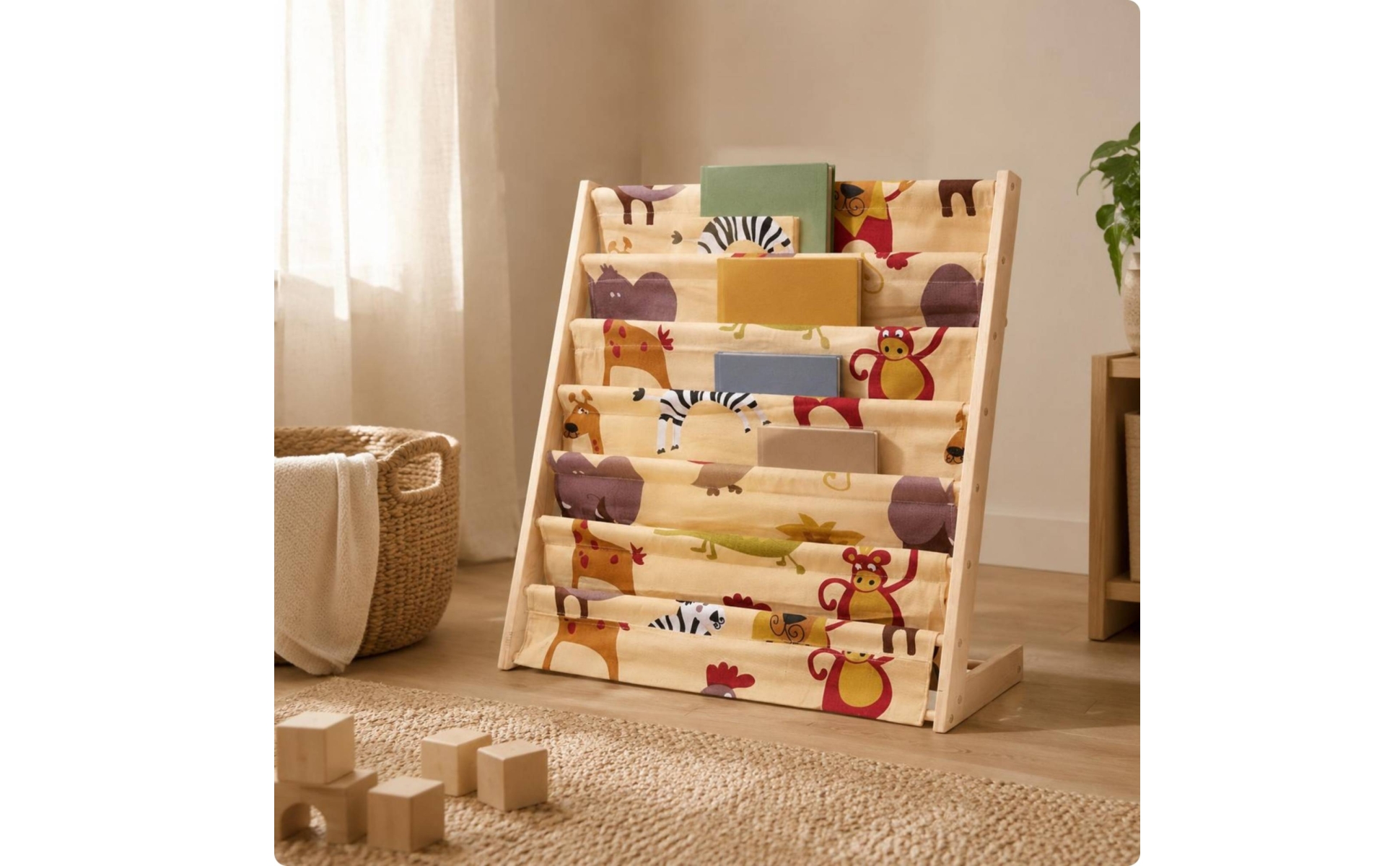 Wooden Kids Bookshelf Solid Wood Kids Bookshelf Multi-Layer for Playroom