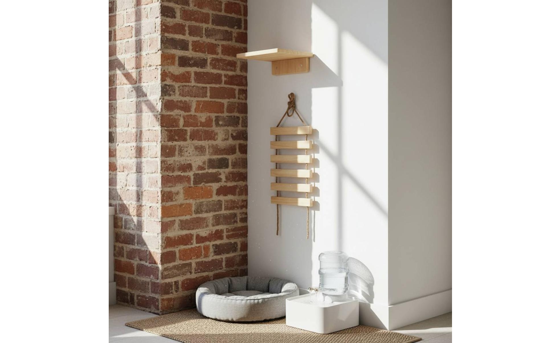 Pet Climbing Ladder Hanging Wooden Pet Ladder Natural Wood