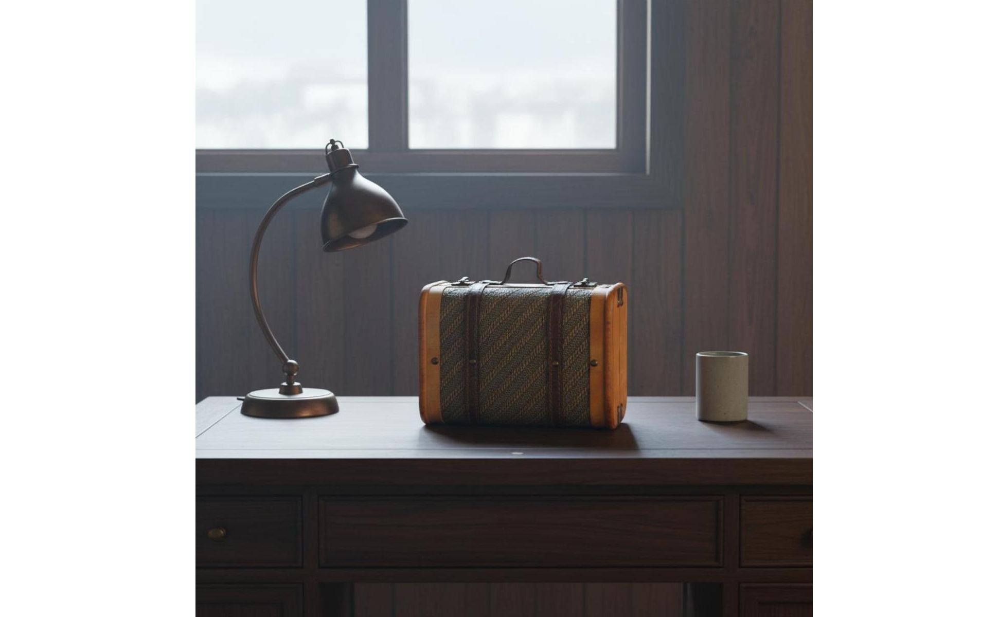 Wooden Storage Suitcase Woven-Textured Portable Storage Suitcase