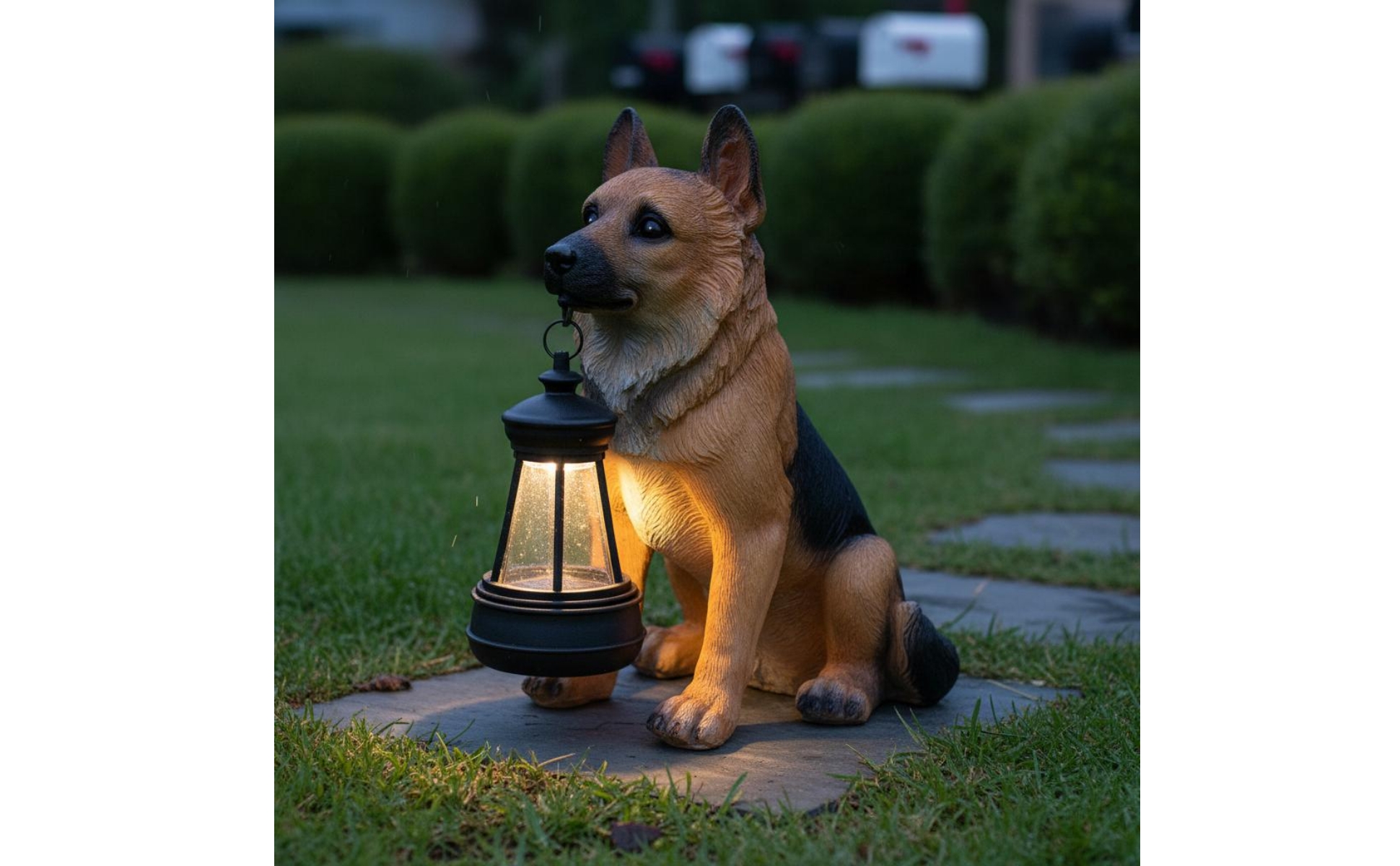 Schäferhund-Lampe solarbetrieben Solar-Hundefigur realistisch für Garten, Rasen