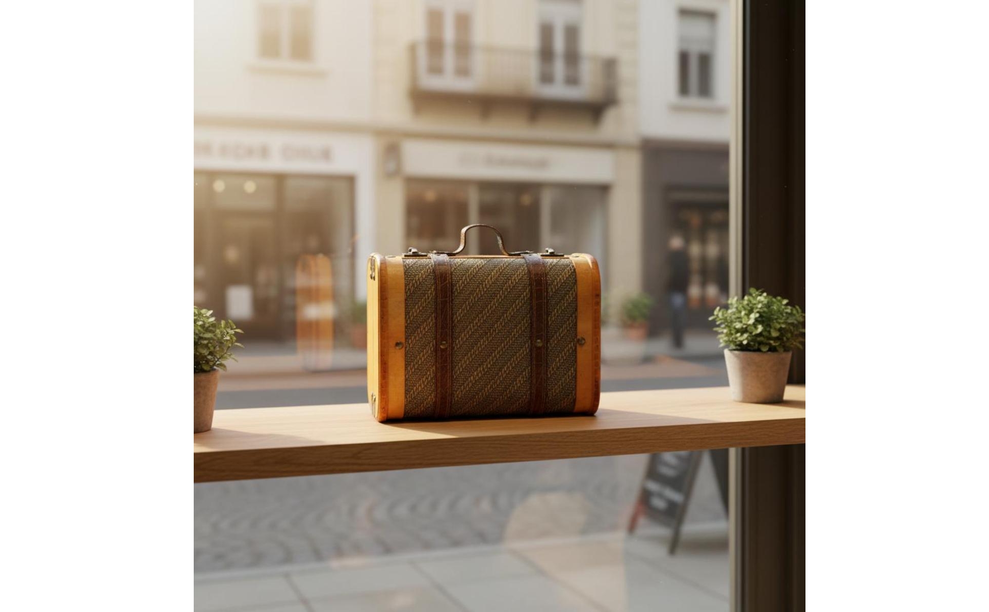 Wooden Storage Suitcase Woven-Textured Portable Storage Suitcase
