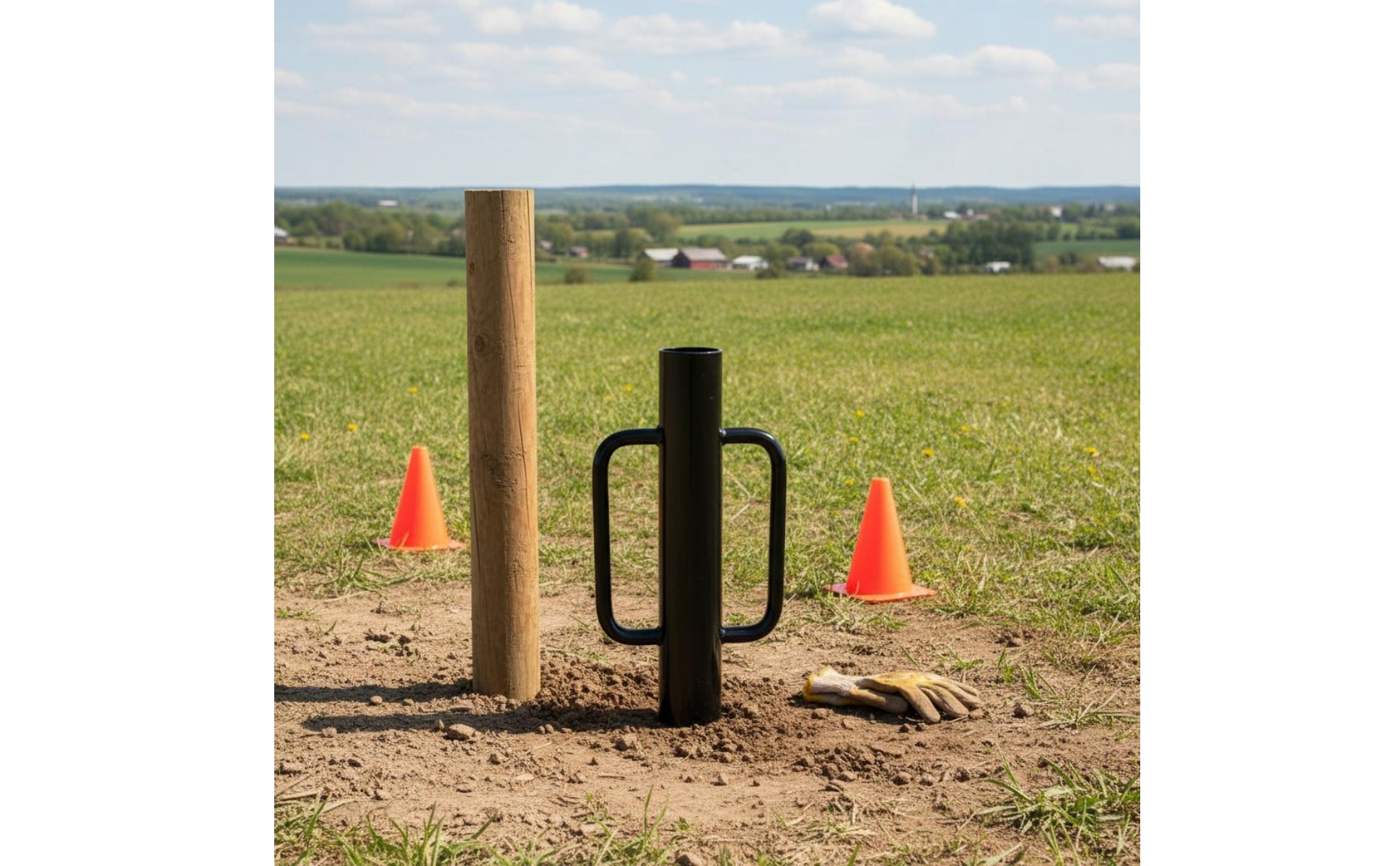 Fence Post Driver U-Shaped Handles Robust-Duty Fence Post Driver Cylindrical