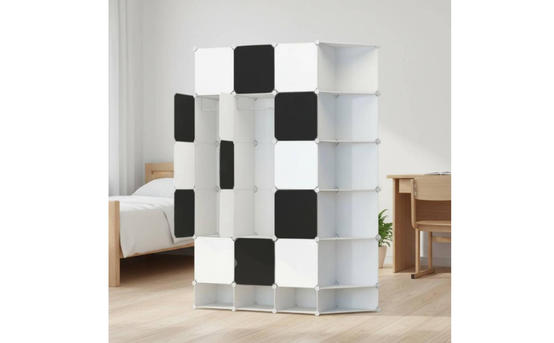Cube Wardrobe Cabinet Multi-Compartment Corner Wardrobe Steel Frame