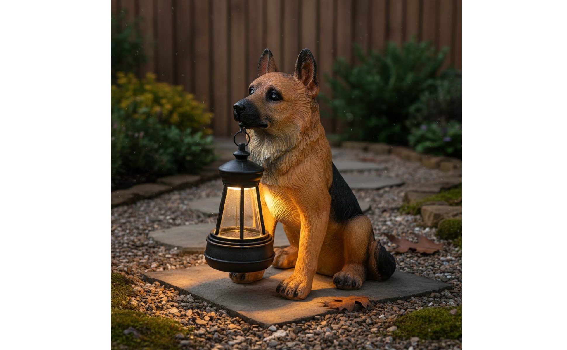 Schäferhund-Lampe solarbetrieben Solar-Hundefigur realistisch für Garten, Rasen