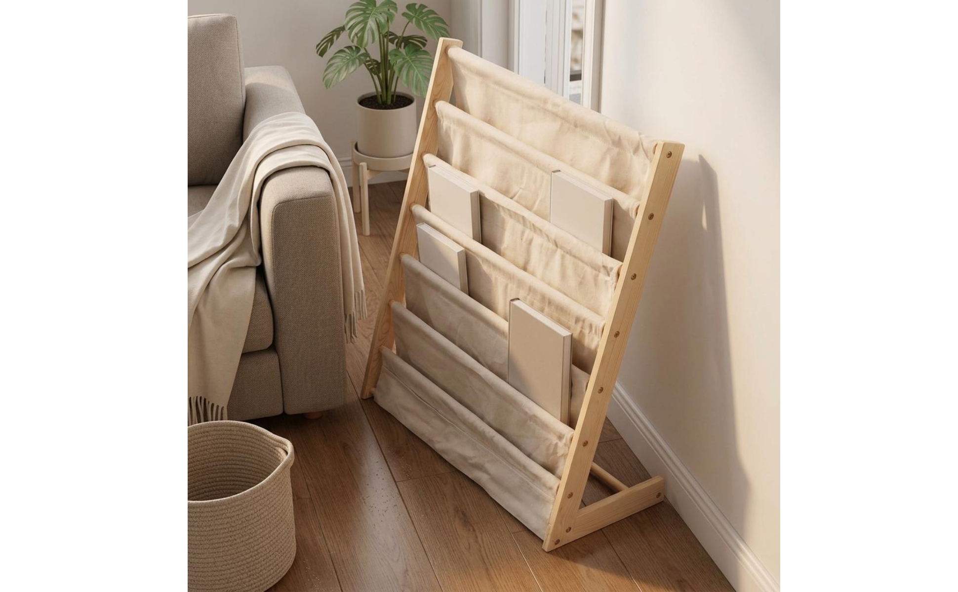 Wooden Kids Bookshelf Solid Wood Kids Bookshelf Multi-Layer for Playroom