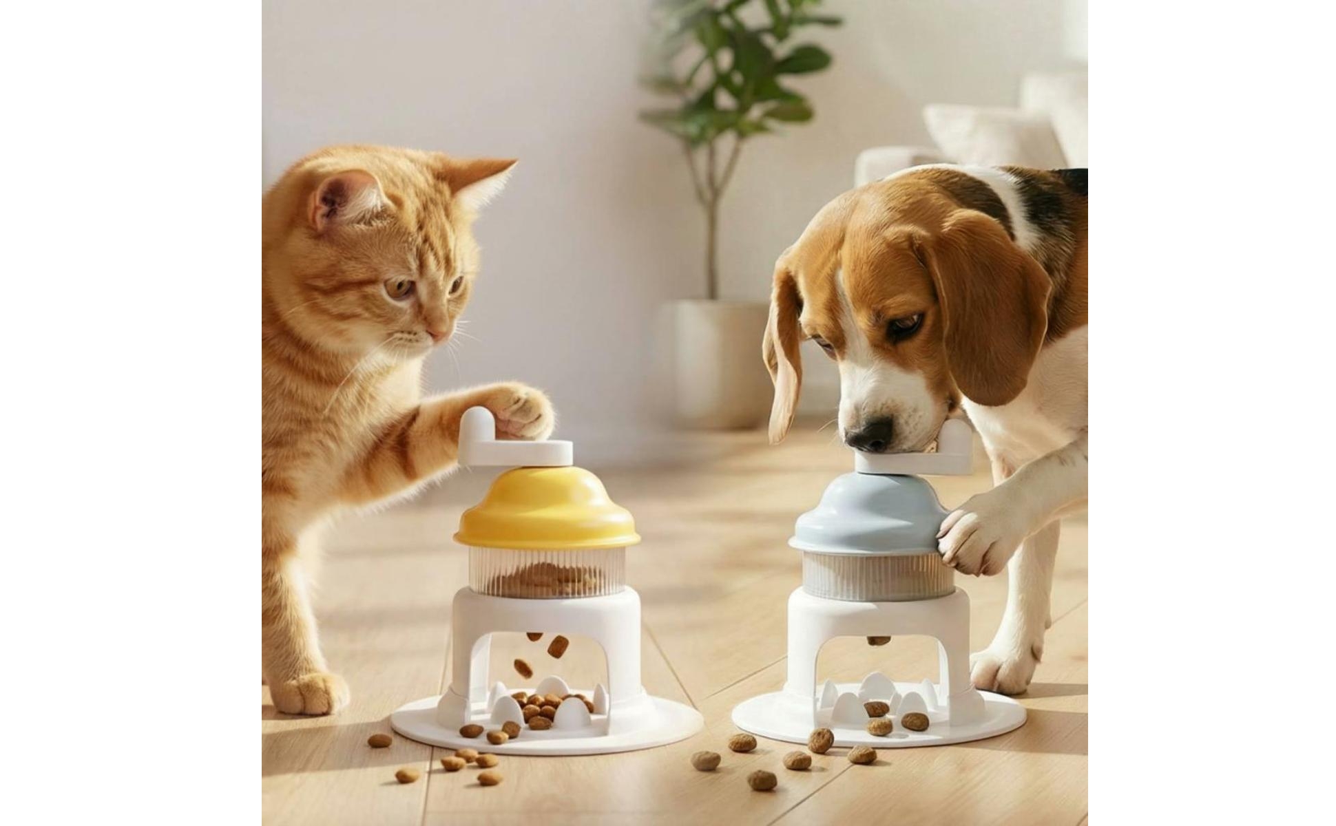 Katzenspielzeug mit Federarm Gerippt Futterpuzzle Offene Front