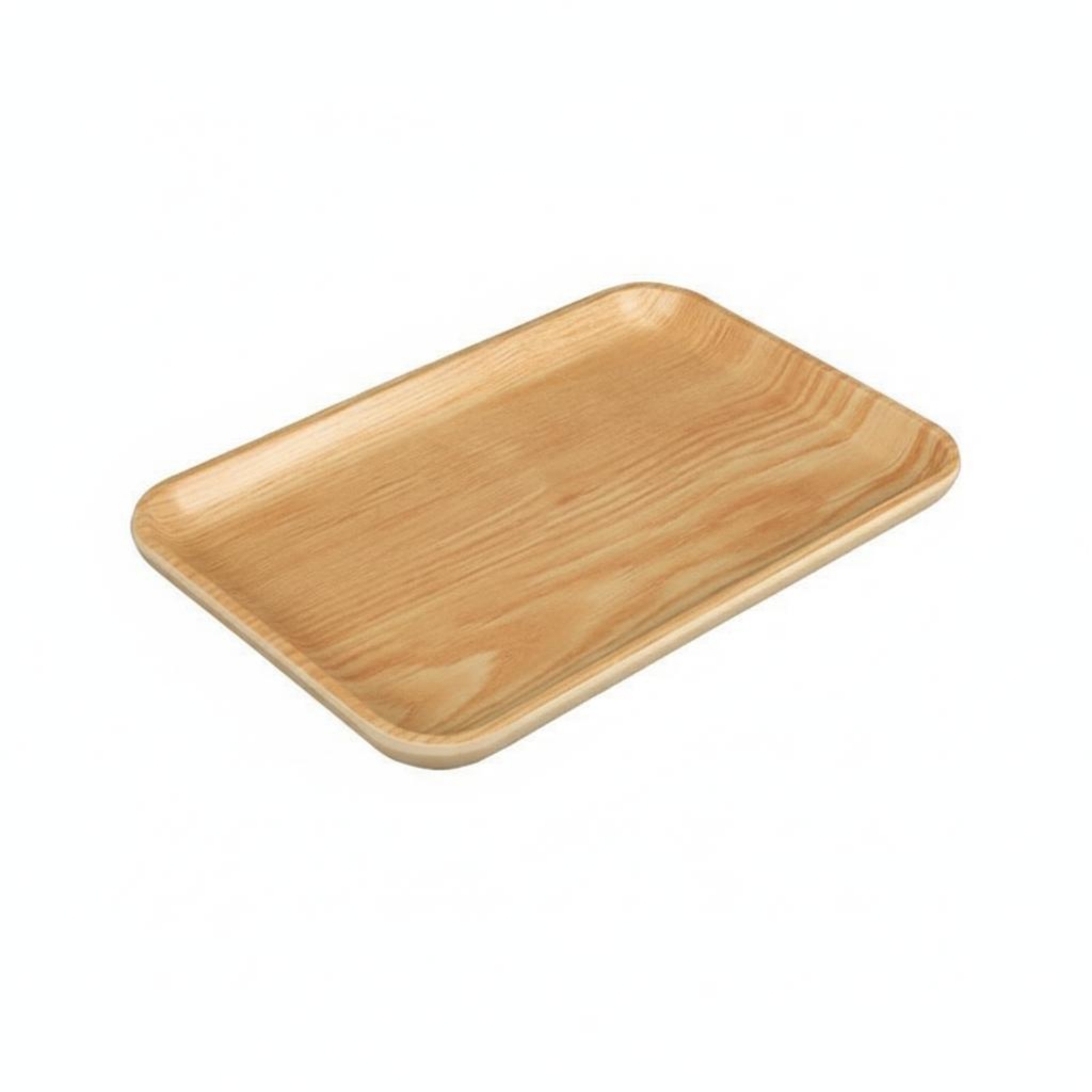 Rectangular Melamine Tray Reusable Melamine Serving Tray Rounded Corners Wood Look Plate for Buffet