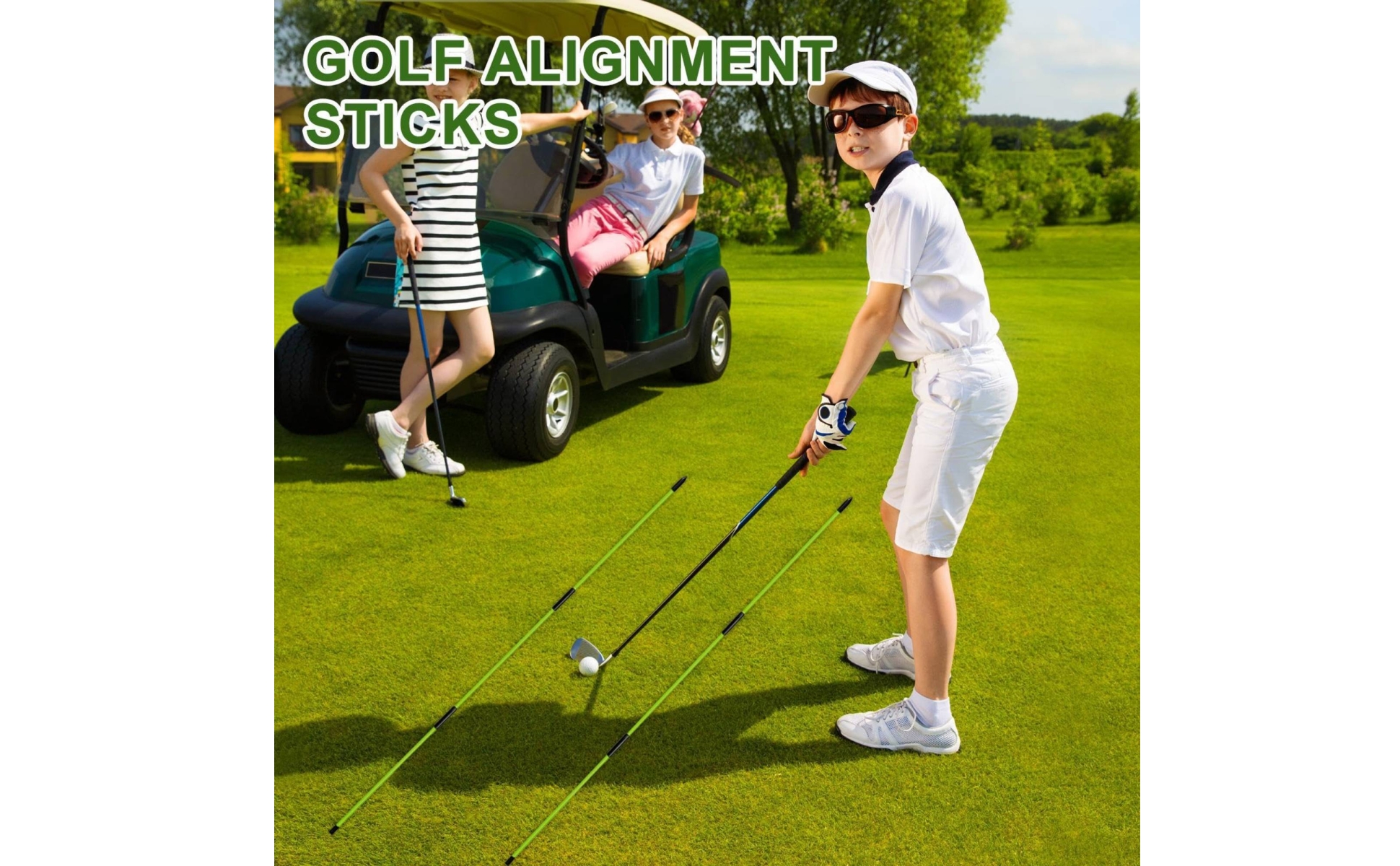 2 Pieces Golf Alignment Stick Foldable Golf Alignment Rod 3-Section