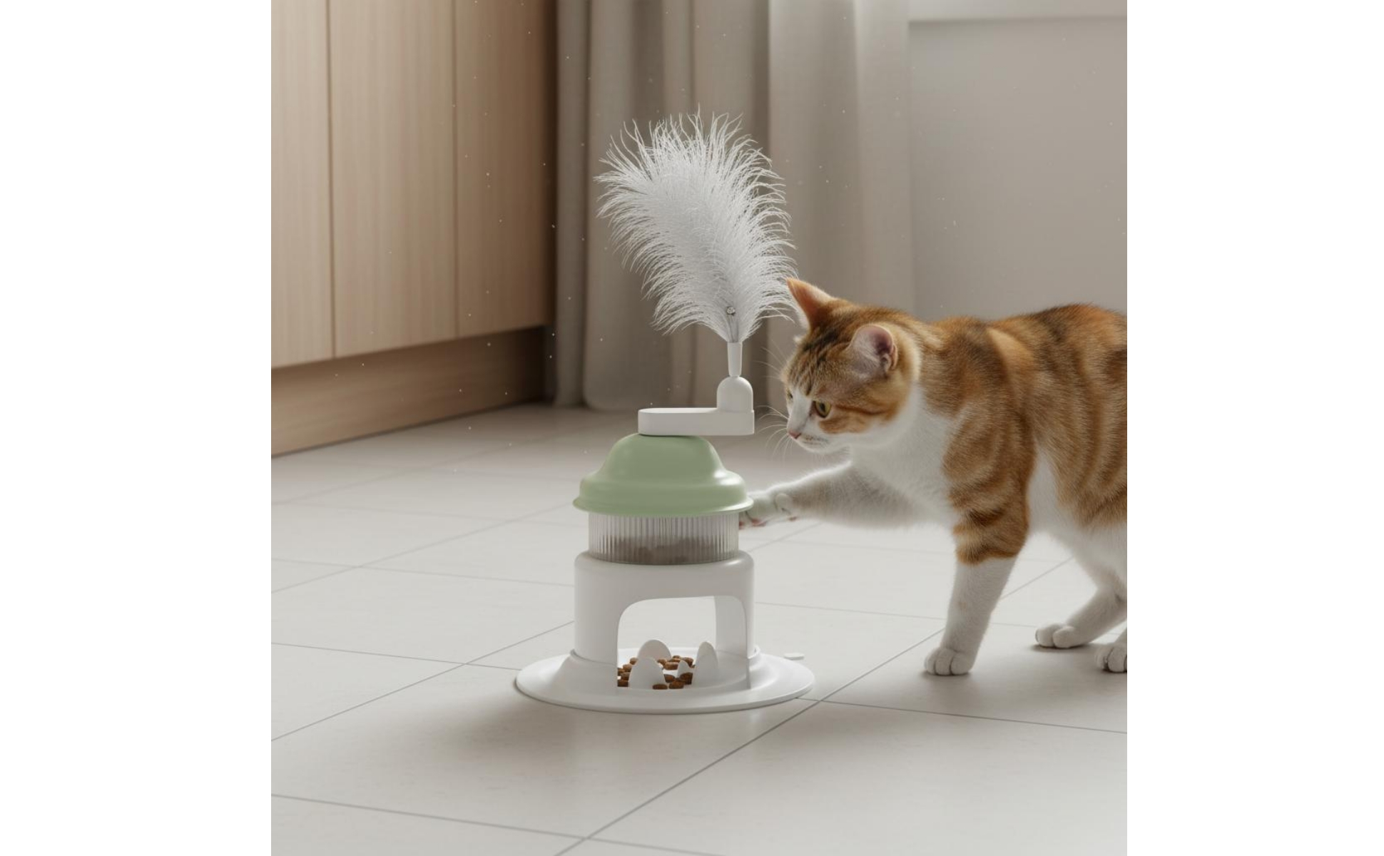 Katzenspielzeug mit Federarm Gerippt Futterpuzzle Offene Front