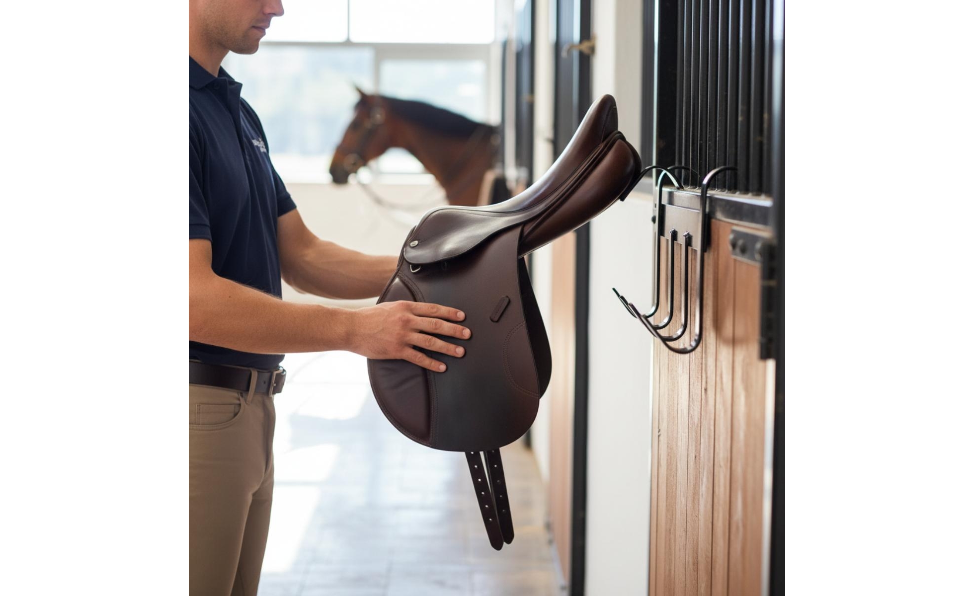 Horse Tack Hook Rack Metal Double Hook Saddle Rack Load-Bearing for Barn, Stable