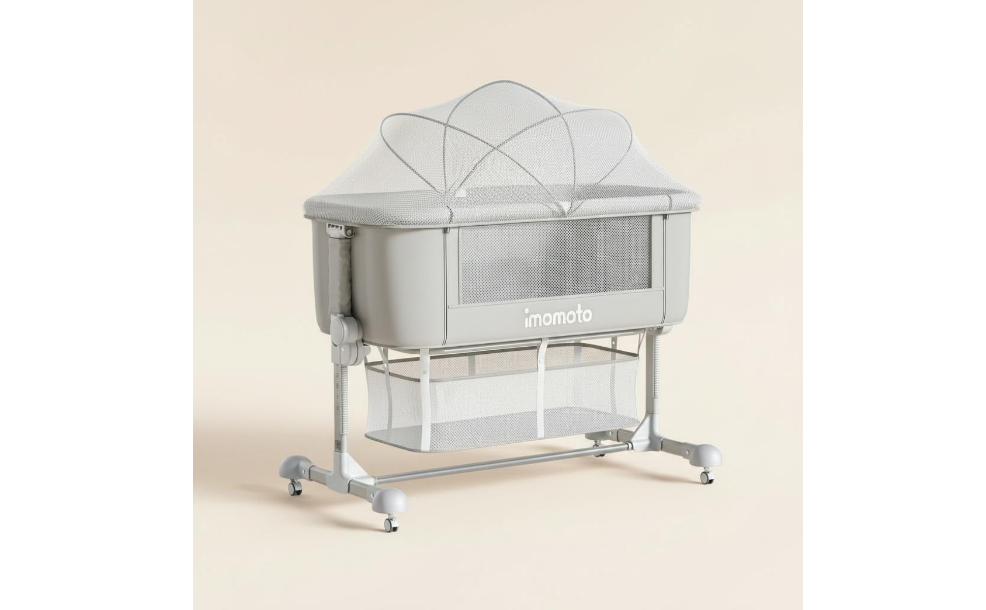 Adjustable Height Crib Foldable Portable Baby Crib Anti Spit-up for Newborns