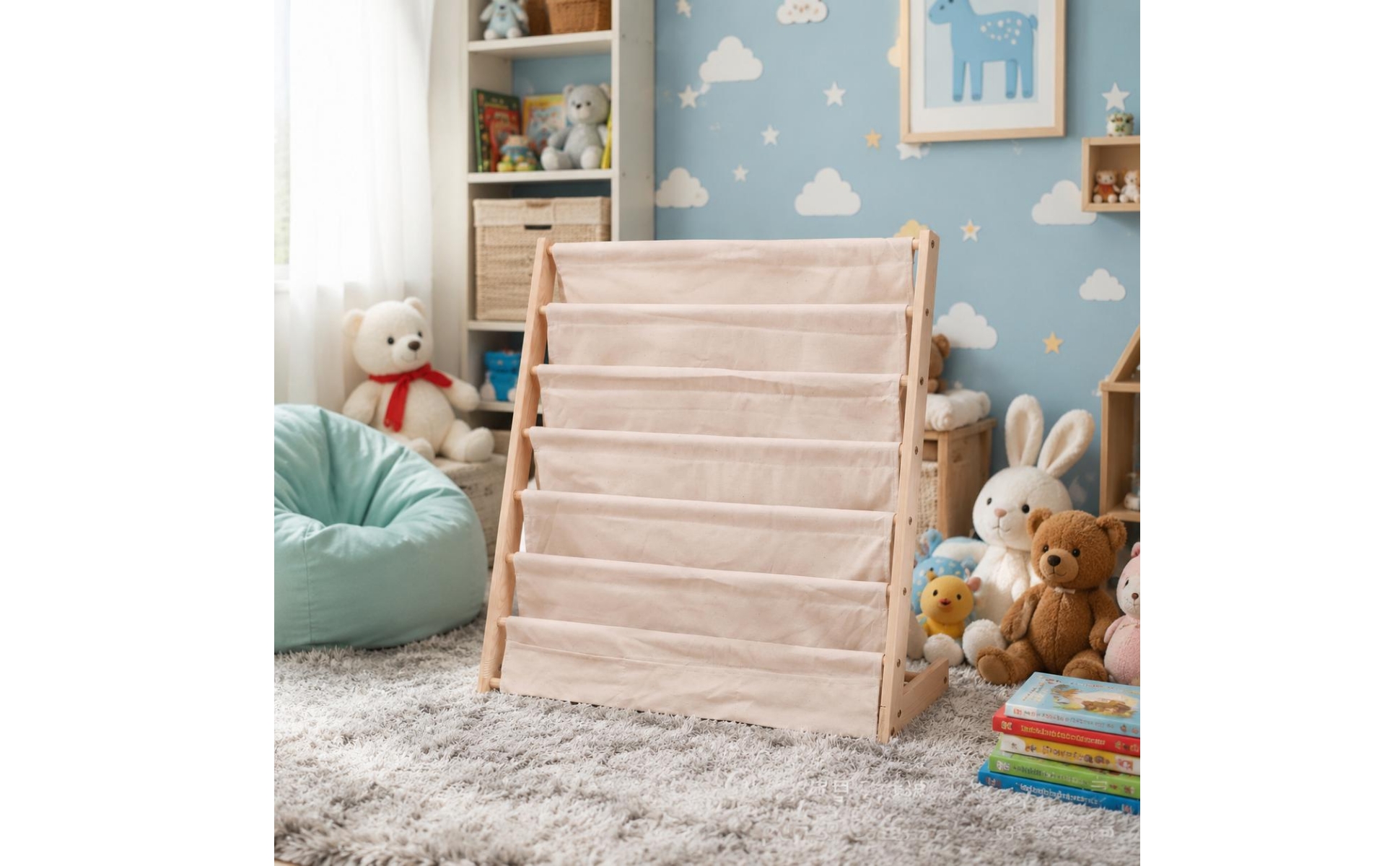 Wooden Kids Bookshelf Solid Wood Kids Bookshelf Multi-Layer for Playroom