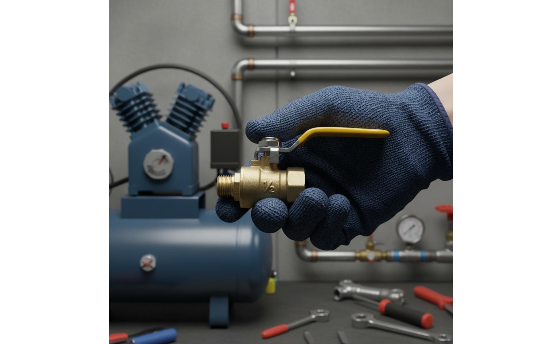 Compressor Drain Valve Brass Air Valve Easy to Turn Handle