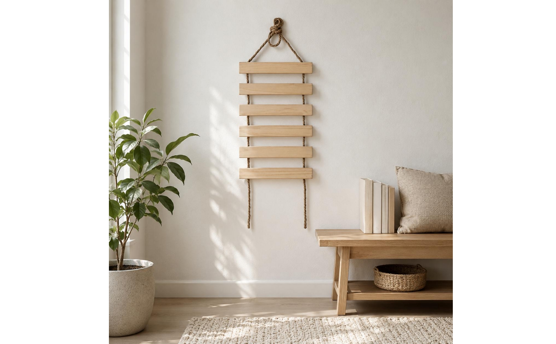Pet Climbing Ladder Hanging Wooden Pet Ladder Natural Wood