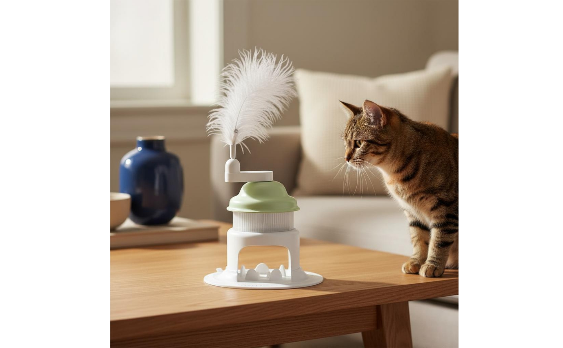 Katzenspielzeug mit Federarm Gerippt Futterpuzzle Offene Front