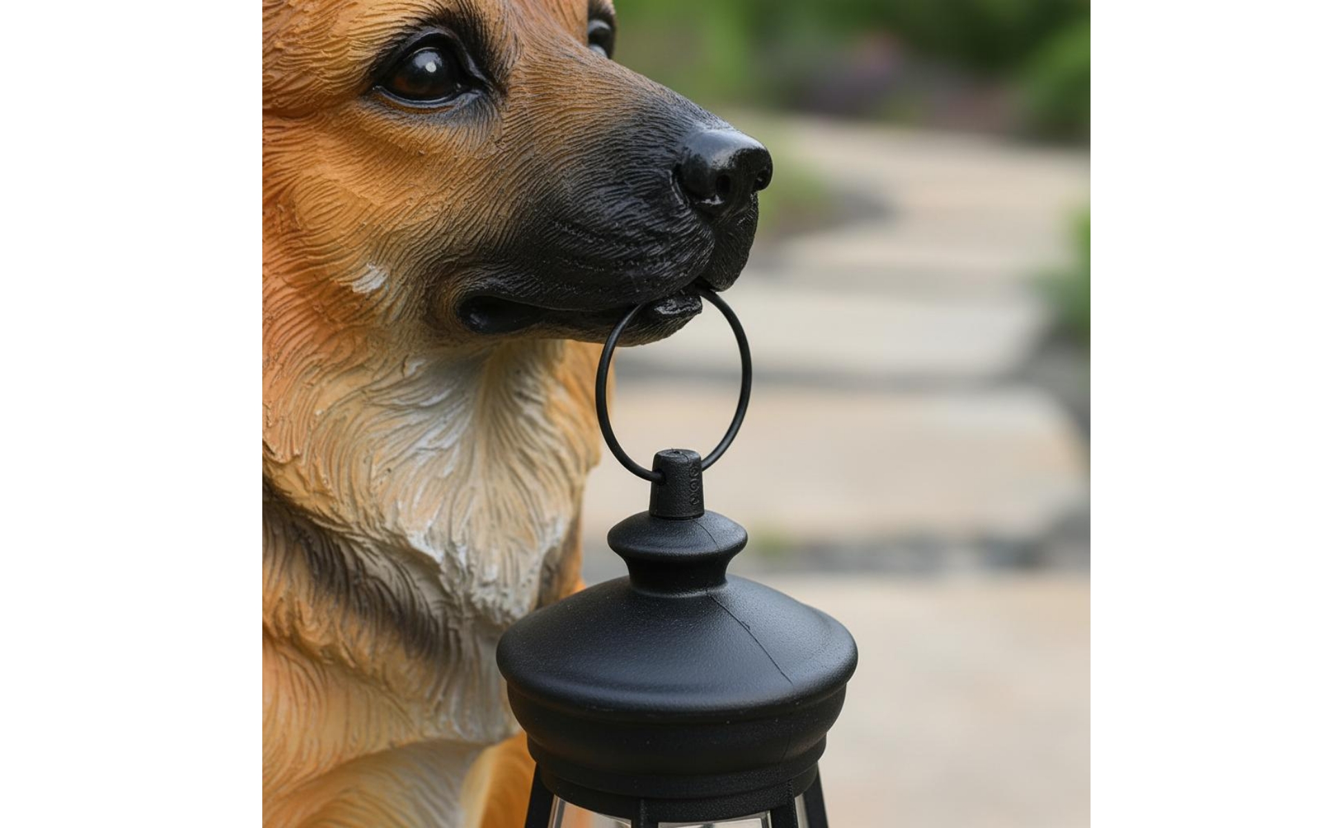 Schäferhund-Lampe solarbetrieben Solar-Hundefigur realistisch für Garten, Rasen